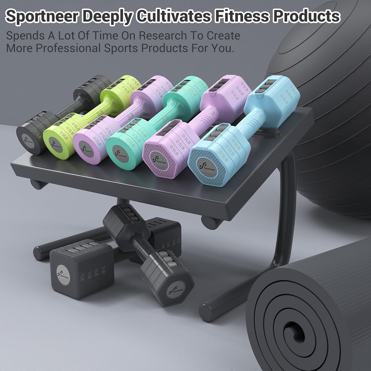 Sportneer verstellbare Hanteln, Handgewichte-Set: 5-in-1-Gewichtseinstellung, 5 kg Hanteln, Set mit 2 freien Gewichten, schnell verstellbares Hantel-Gewichtsset, Heim-Fitnessstudio, Krafttraining – Bild 8