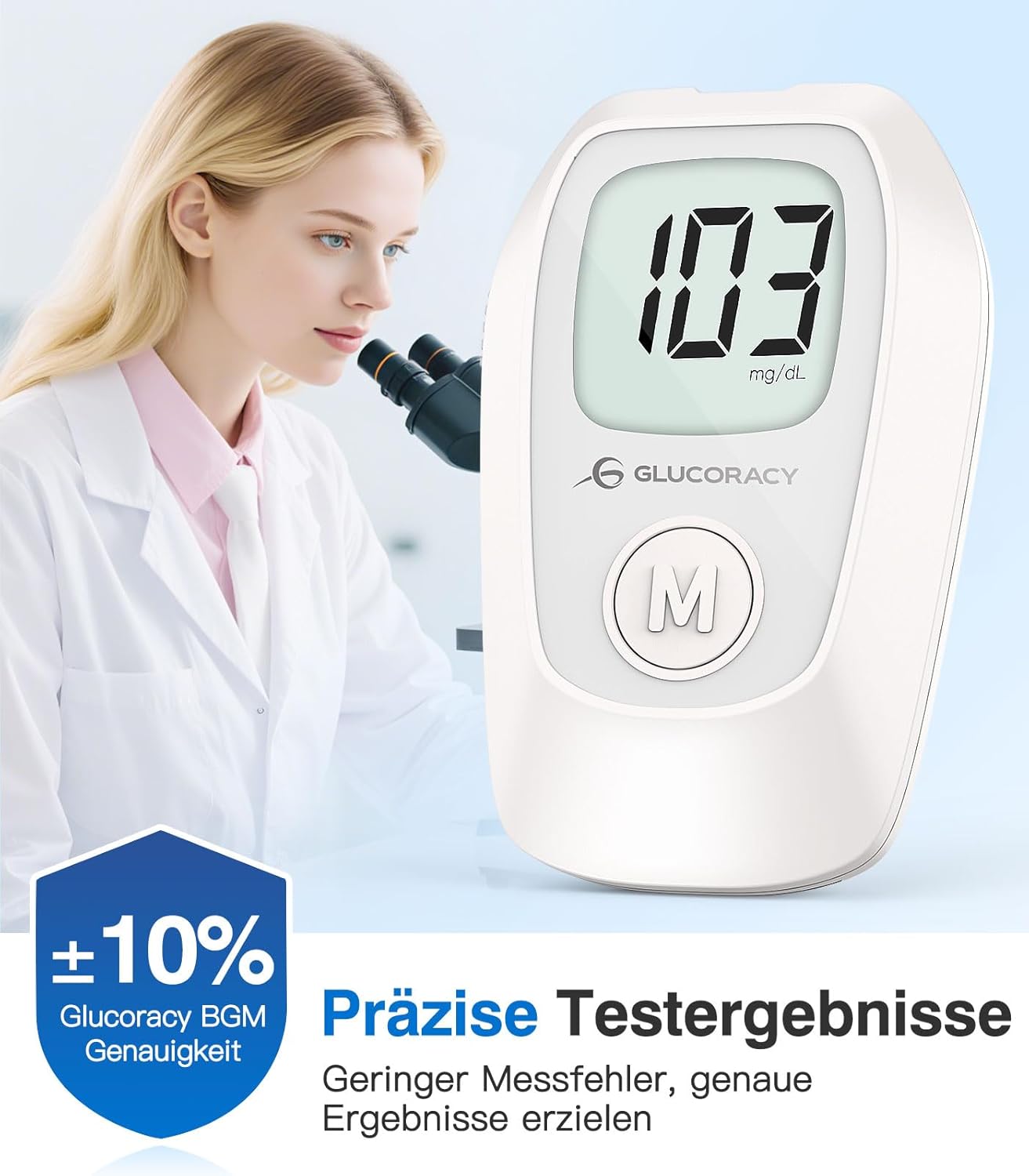 Glucoracy G-425 Blutzuckermessgerät-Kit, Blutzuckertest-Kit mit Stechhilfe, 100 Teststreifen und 100 Lanzetten, Glukosemessgerät für zu Hause, Diabetes-Selbsttest-Kit für den Heimgebrauch – Bild 3