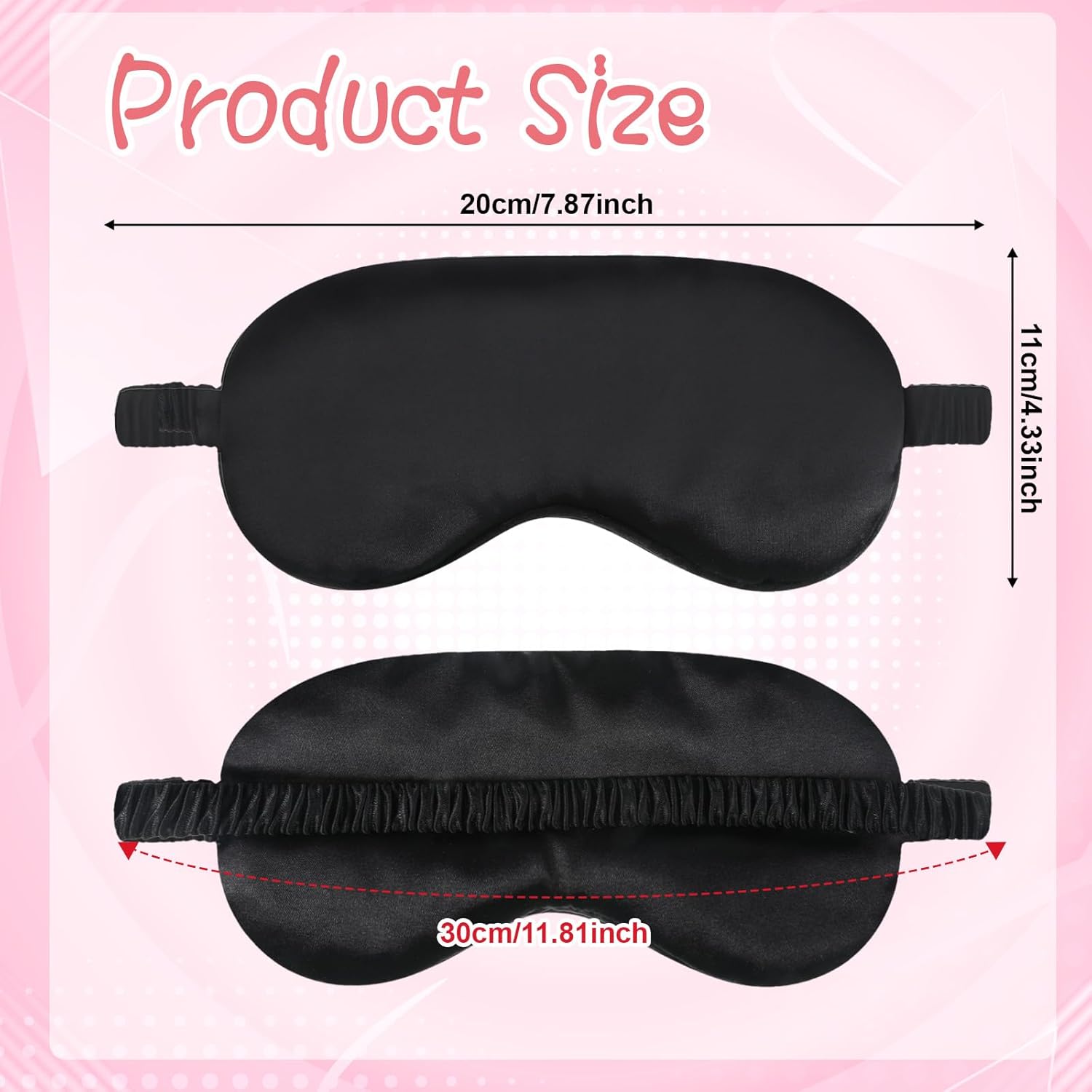 2er-Pack Seidenschlafmaske, Damen-Augenmaske zum Schlafen, weiche Seidenschlafmaske, Augenmaske mit verstellbarem Riemen, lichtblockierende Schlafmaske, Satin-Augenbinde, Nachtschlafmaske für Männer und Frauen – Bild 2