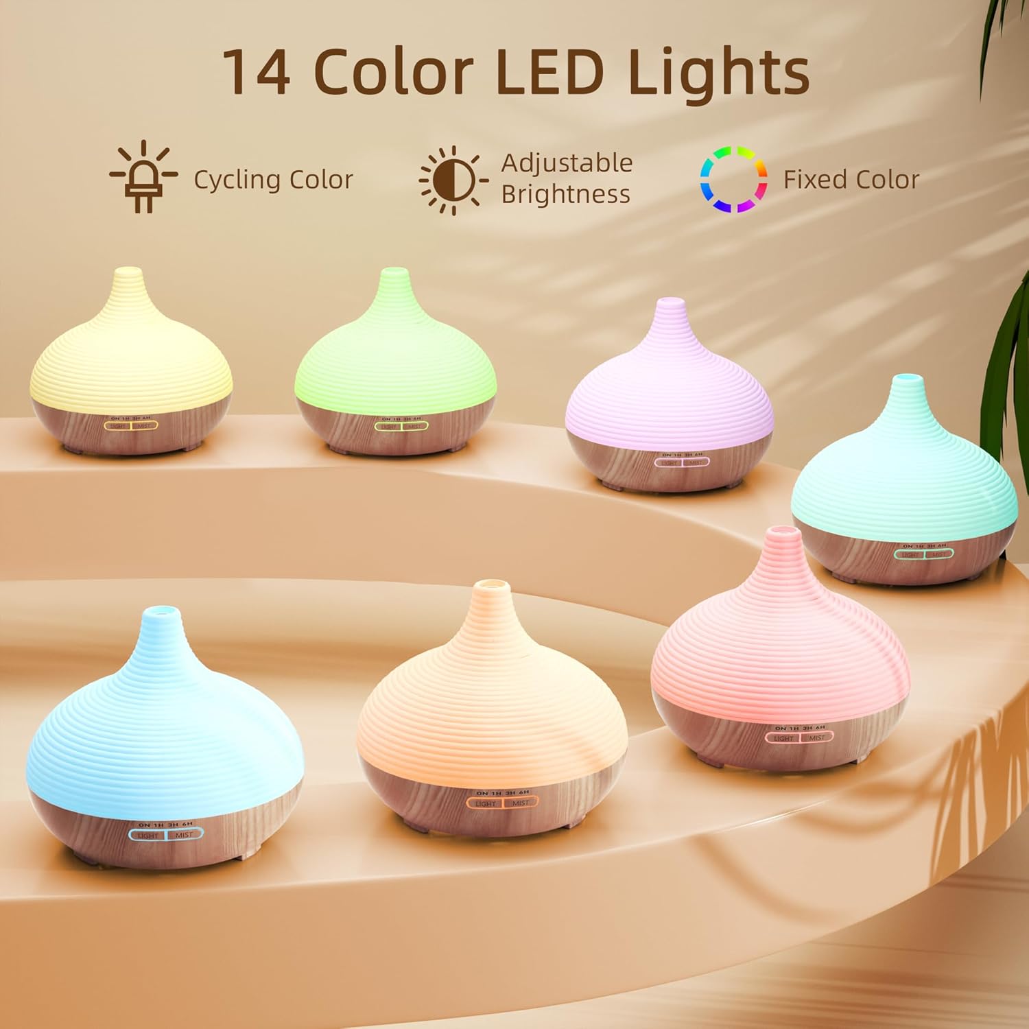 Asakuki Aromadiffusor für Duftöle, 300 ml Premium-Ultraschall-Luftbefeuchter für Aromatherapieöle mit 7-Farben-LED-Licht, BPA-frei für Schlafzimmer, Büro, Spa – Bild 3