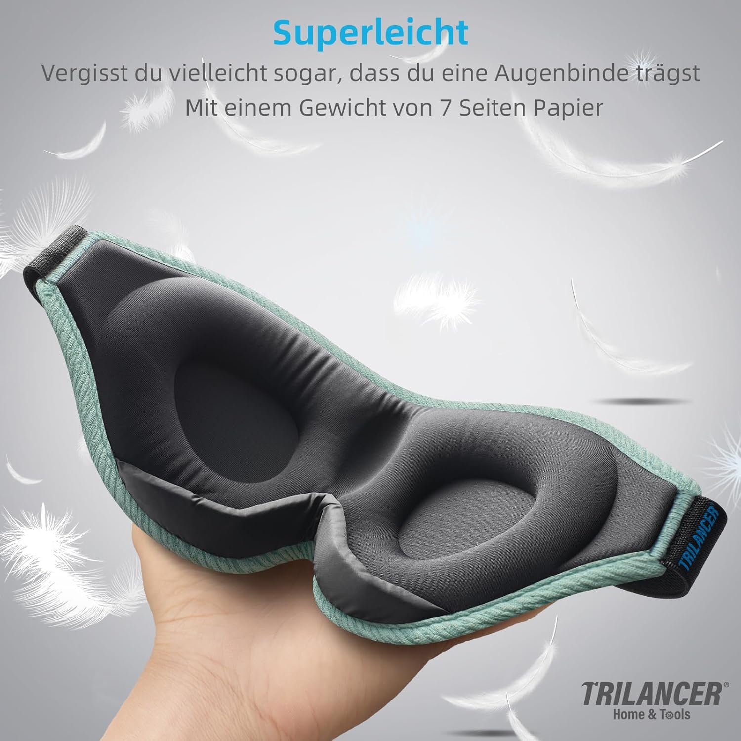 2026 Innovative Schlafmaske für Männer und Frauen, 99,99 % lichtblockierend, ergonomisch, verstellbare Augenmaske mit Ohrstöpseln, Schlaf, Nickerchen, Meditation, Reisen, bequemer Schlaf (Seegrün) – Bild 6