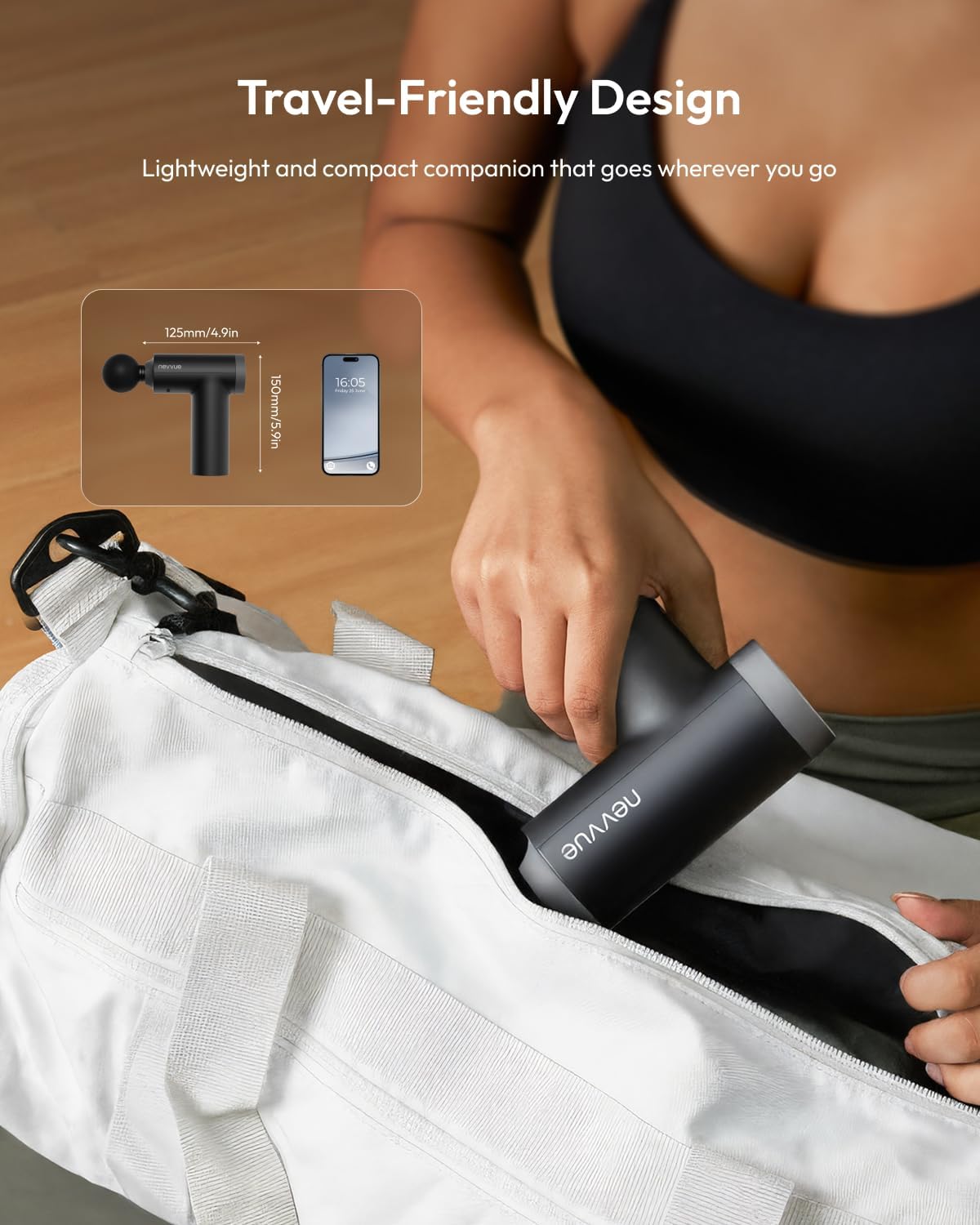 Massagepistole mit Wärmefunktion, Massagegerät mit 7 Massagestufen und 4 Massageköpfen, 3300 U/min elektrisches Handmassagegerät, Tiefenentspannung der Muskulatur, Geschenk für Männer und Frauen – Bild 5
