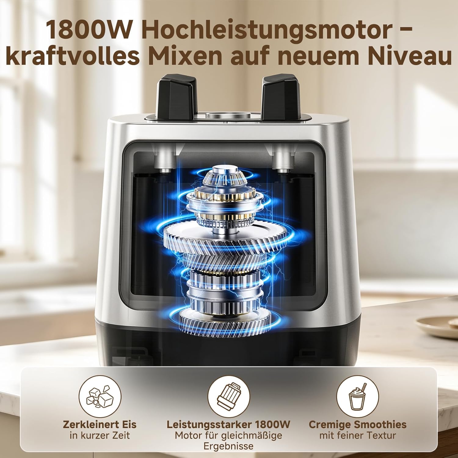 AMZCHEF Smoothie Maker 1800 W Standmixer Mixer, Hochleistungsmixer mit 2L Tritan-Behälter (BPA-frei), 6 Edelstahlklingen, Mixer für Smoothies, Shakes & Proteinshakes, selbstreinigend – Bild 4