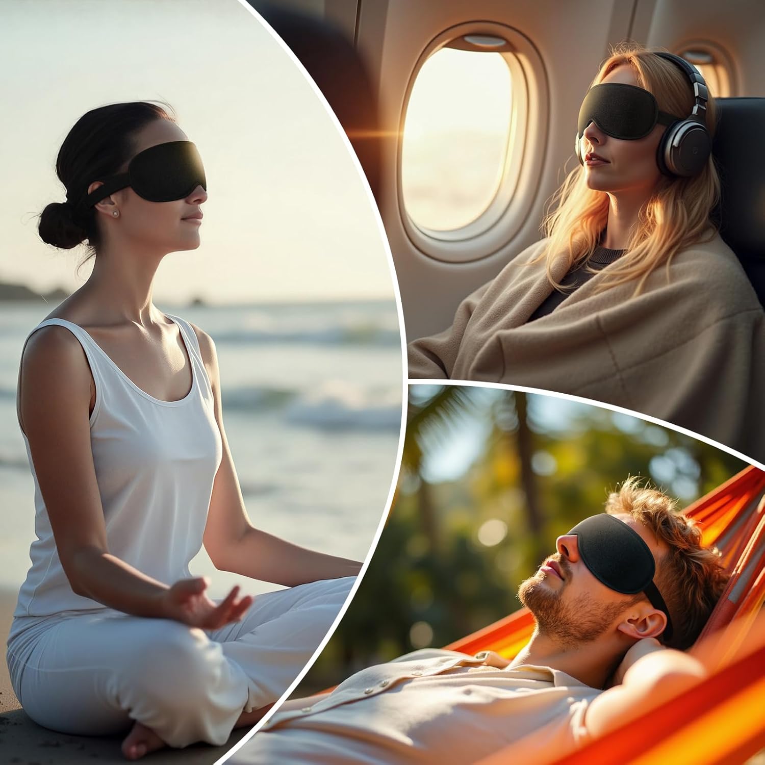 2026 Innovative Schlafmaske für Männer und Frauen, 99,99 % lichtblockierend, ergonomisch, verstellbare Augenmaske mit Ohrstöpseln, Schlaf, Nickerchen, Meditation, Reisen, bequemer Schlaf (schwarz) – Bild 4