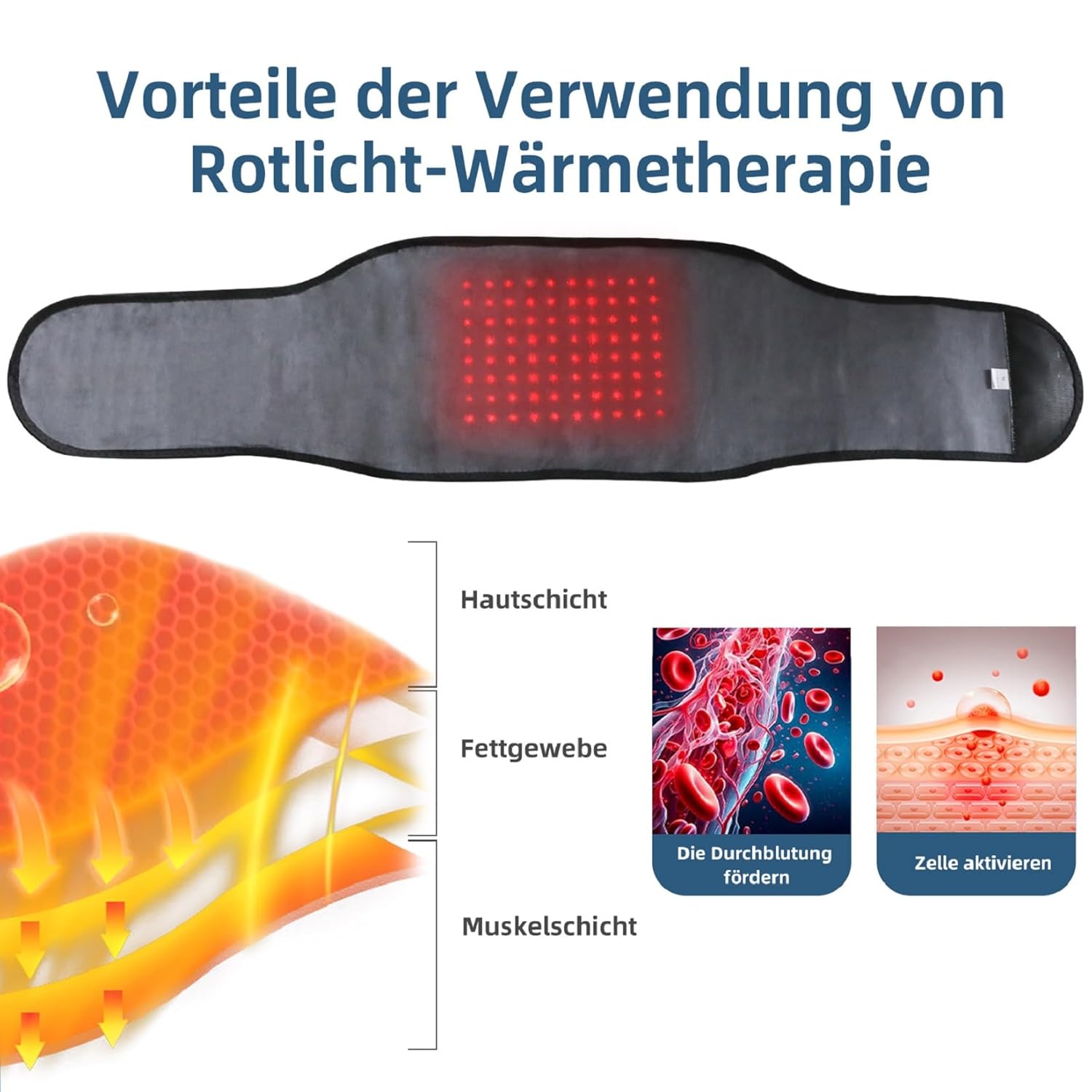 HONGJING Rotlichttherapie-Rückenmassagegürtel zur Schmerzlinderung im unteren Rückenbereich, Rückenstützgürtel mit Wärme und Massage bei Bandscheibenvorfall, Skoliose, Ischias (L) – Bild 3