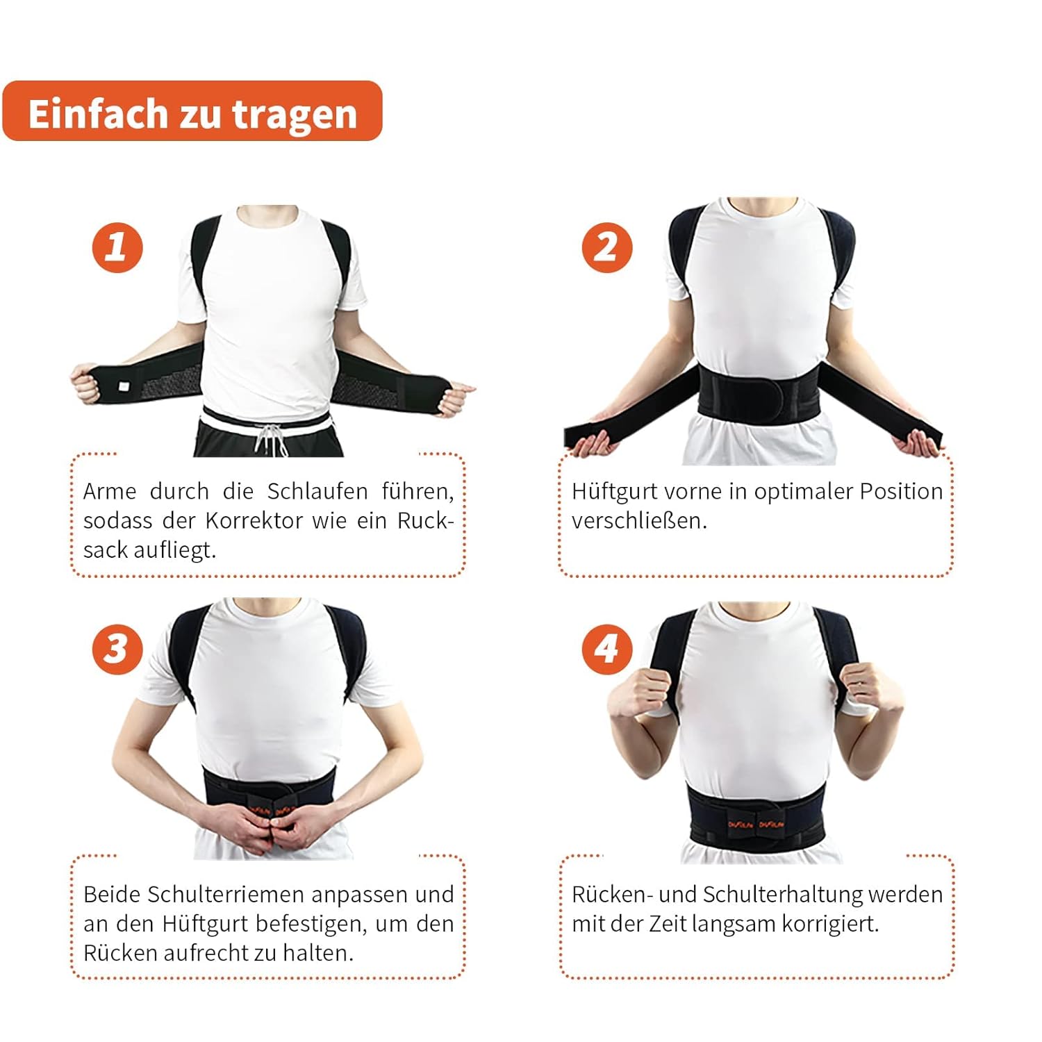 DH FitLife Haltungskorrektur | Rückenglätter mit Taille | Haltungstrainer | Rückentrainer | Rücken- und Schultergurt | Rückenstütze | Haltungskorrektur | für Männer und Frauen – Bild 5