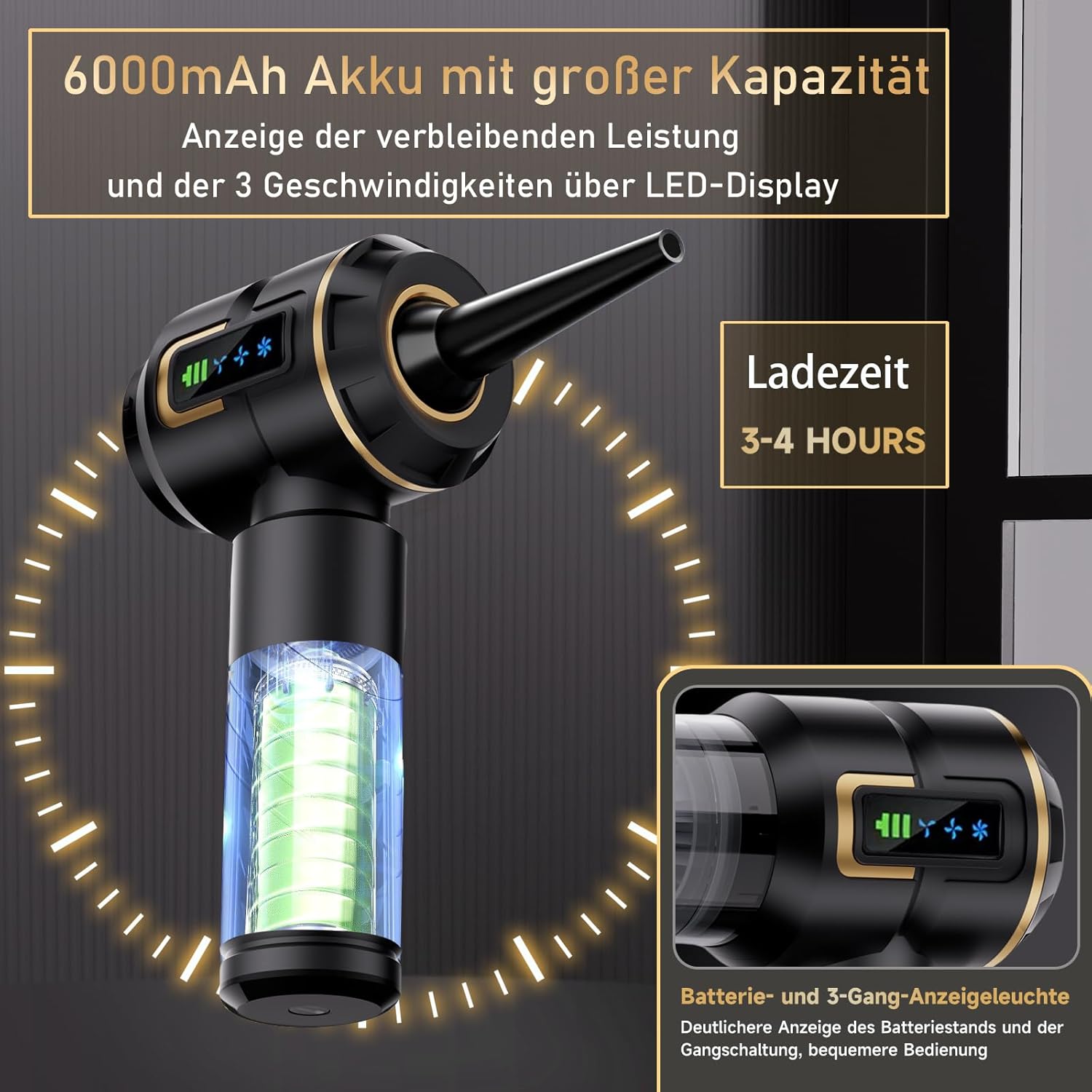 Handstaubsauger Akku, Autostaubsauger Kabellos 27000Pa Mini-Staubsauger, Wiederaufladbarer Tragbarer Leichter Autostaubsauger Stark, 220.000 U/min Elektrischer Staubbläser für Auto, Küche, PC, Sofa, Büro – Bild 5