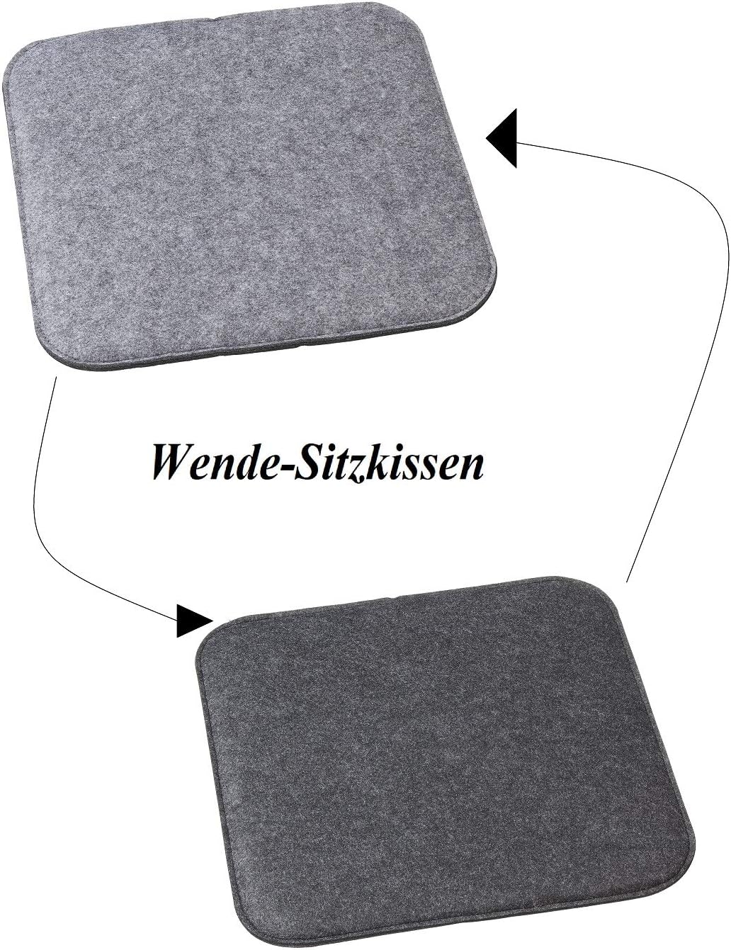 unbekannt 4 Stück Sitzkissen Wendefilz Sitzbezug für wendbar Grau Anthrazit 35 x 35 cm – Bild 2
