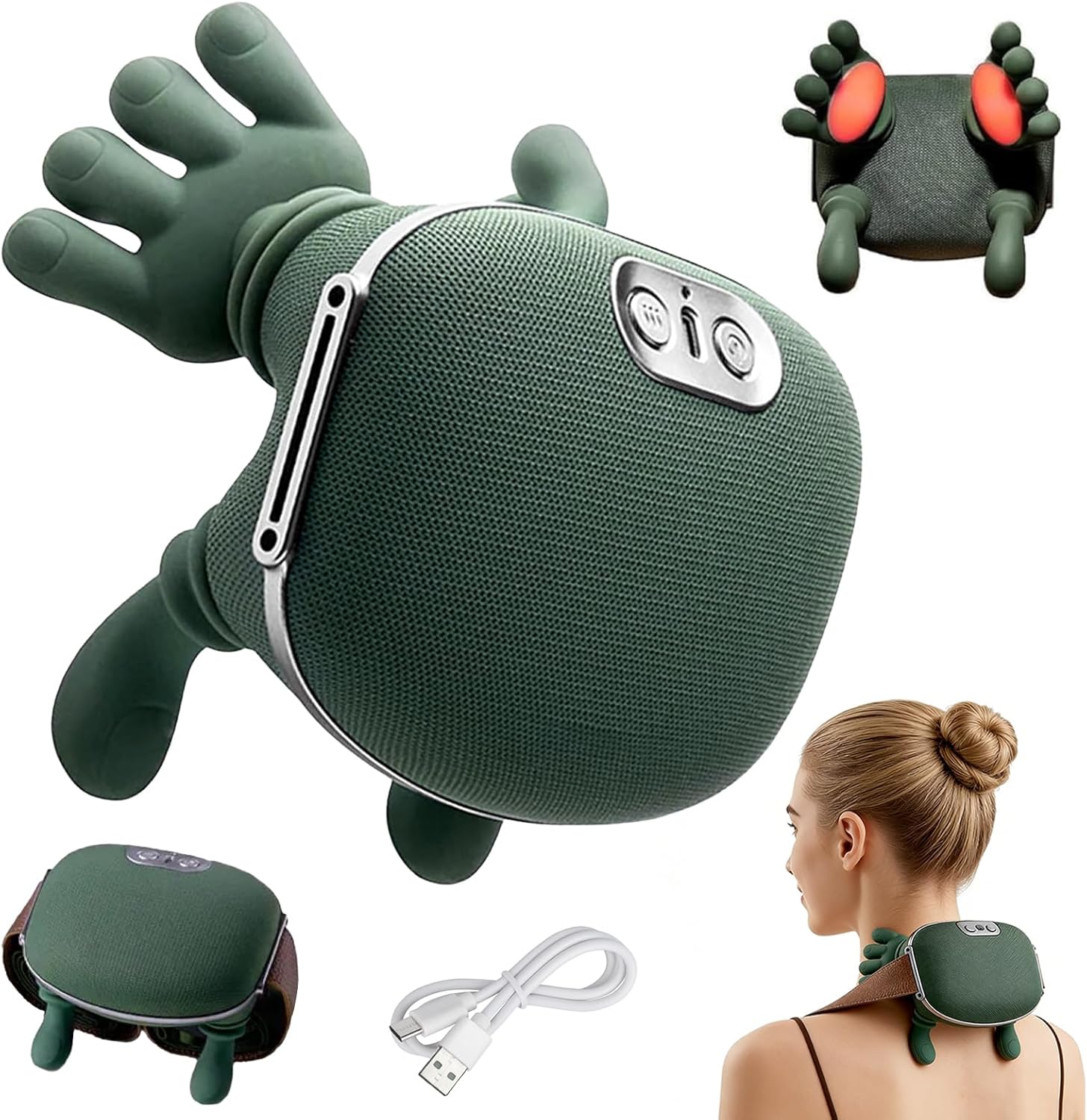 4D-Nackenmassagegerät, kabelloses Nacken-Schulter-Massagegerät, 3 Massagestufen und 2 Temperaturstufen, Nackenmassagegerät mit Wärme für Zuhause, Büro, Reisen, Muskeln entspannen, Müdigkeit lindern