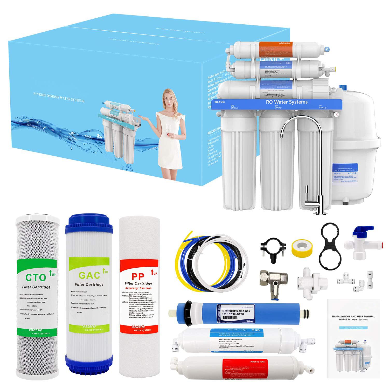 RO-150 6-stufiges Umkehrosmosesystem mit alkalischem pH + Filter | 150 GPD High Flow | Bleifreier Wasserhahn und lebensmittelechte Materialien | Für Küche, Haushalt und reines Trinkwasser – Bild 7