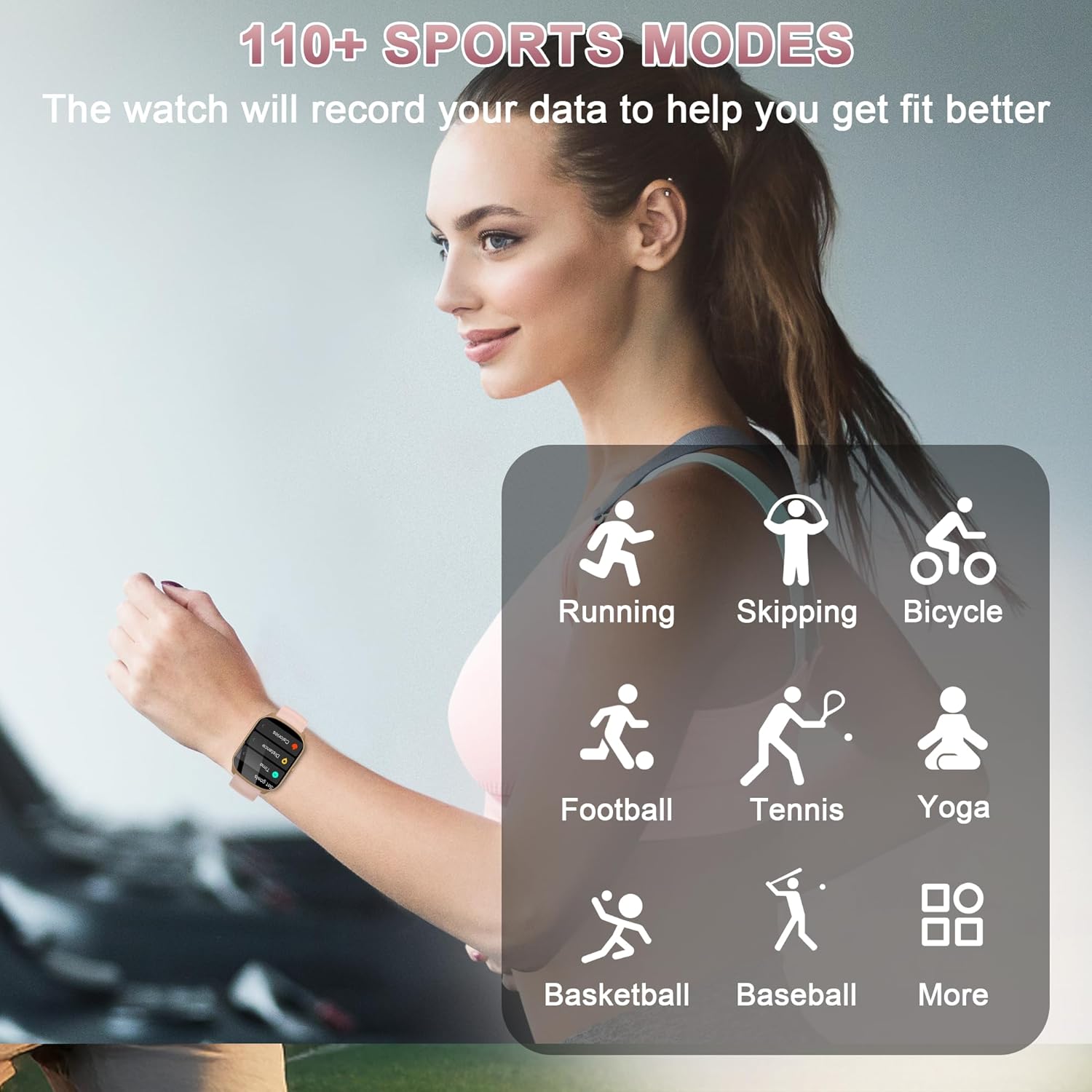STECEi Smartwatch für Herren & Damen, 1,95'' HD Display, Bluetooth-Anruf entgegennehmen/tätigen, 112 Sportmodi, Fitnessuhr mit Schrittzähler/Schlafanalyse/Pulsmesser, IP68 wasserdicht, Rosa – Bild 3