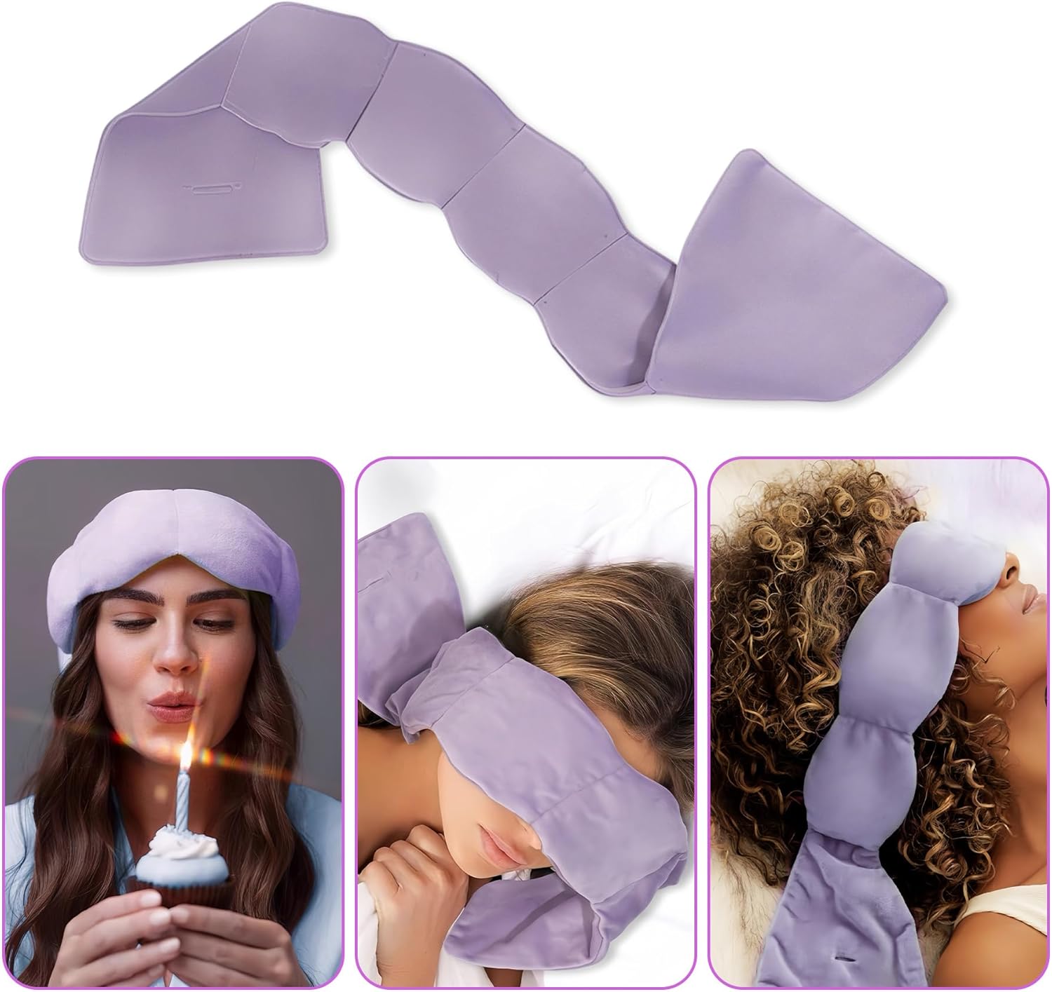 Gewichtete Augenmaske – Gewicht der Tiefschlafmaske | Entspannende Augenmaske mit sanftem Druck für tiefe Ruhe | Beschwerte Augenmaske mit 245 g Füllung, atmungsaktiver Baumwolle und Perlen (lila) – Bild 7