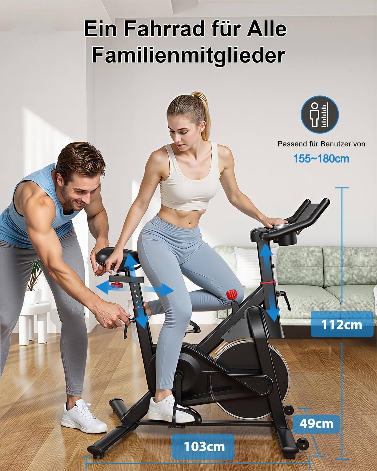 2026 Heimtrainer mit App, Lacuffy Heimtrainer-Fahrrad mit einstellbarem Magnetwiderstand, leiser und komfortabler Ergometer-Heimtrainer, LCD-Display, bis zu 136 kg mit AI Coach – Bild 5
