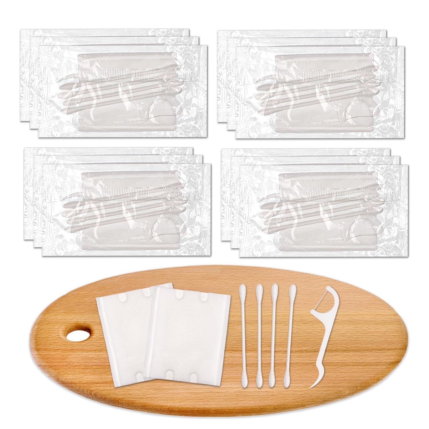 100-teiliges Hotel-Waschtischset, einzeln verpackt, großes Hotel-Ausstattungsset, Hospitality-Set, Annehmlichkeiten, Hotel-Waschtischset, Hygieneprodukte inklusive Wattepads, Wattestäbchen, Zahnseide