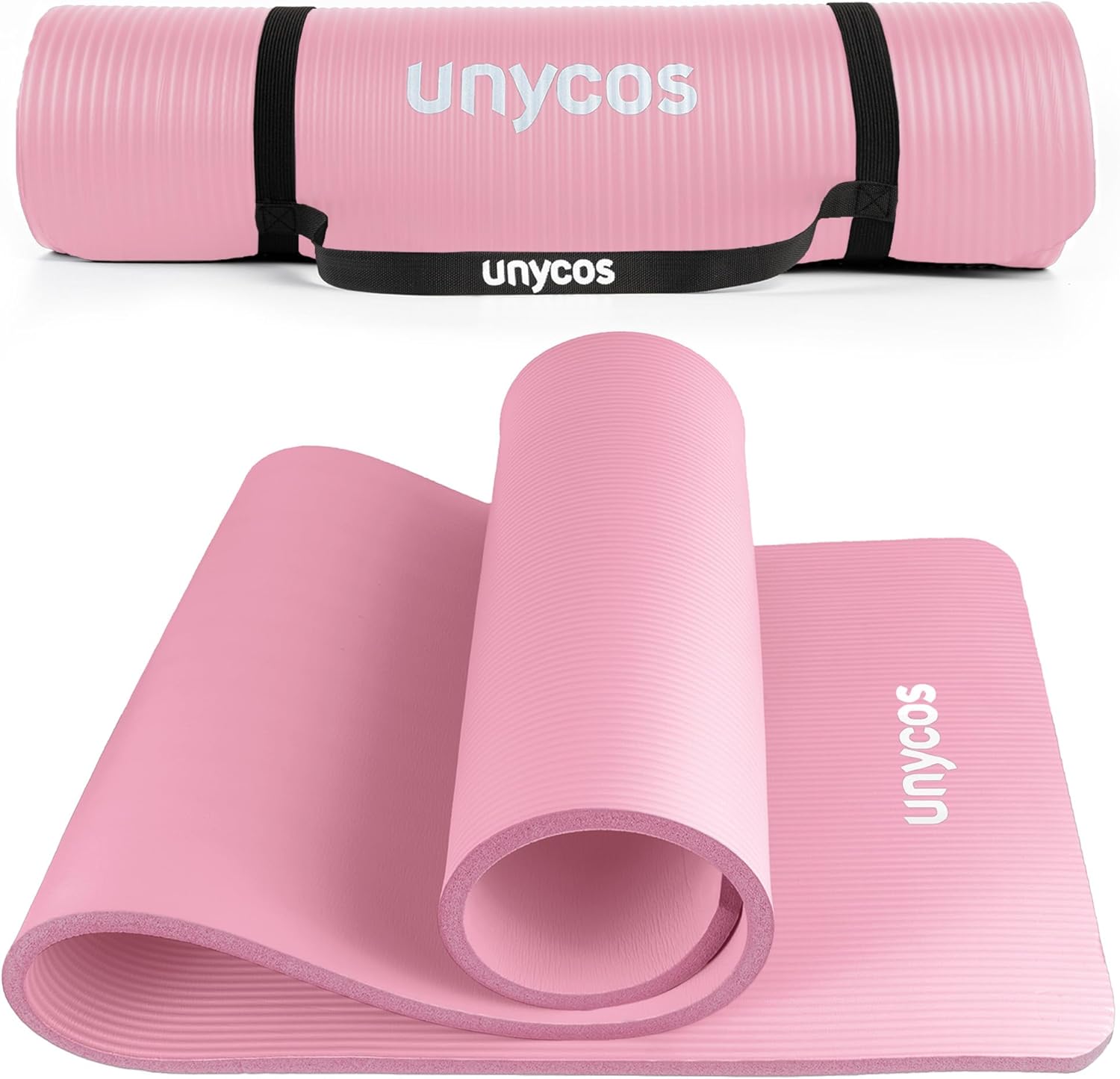 unycos - Yogamatte rutschfest | Hohe Dichte 6/10/15 mm, Gymnastikmatte mit Tragegurt und Schultergurt. 【Inklusive E-Book】 Hautfreundliche Fitnessmatte für Pilates, Trainingsmatte, Fitnessstudio