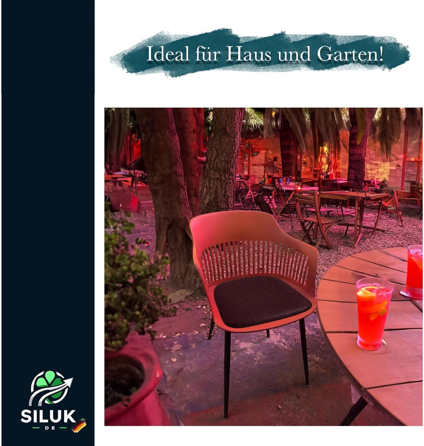 SILUK Gemütliche Sitzkissen aus Filz, 40 cm x 40 cm, bequem waschbar, 4er-Set, grau, schwarz, für Bank, Stuhl, Stuhlkissen (quadratisch – anthrazit) – Bild 6