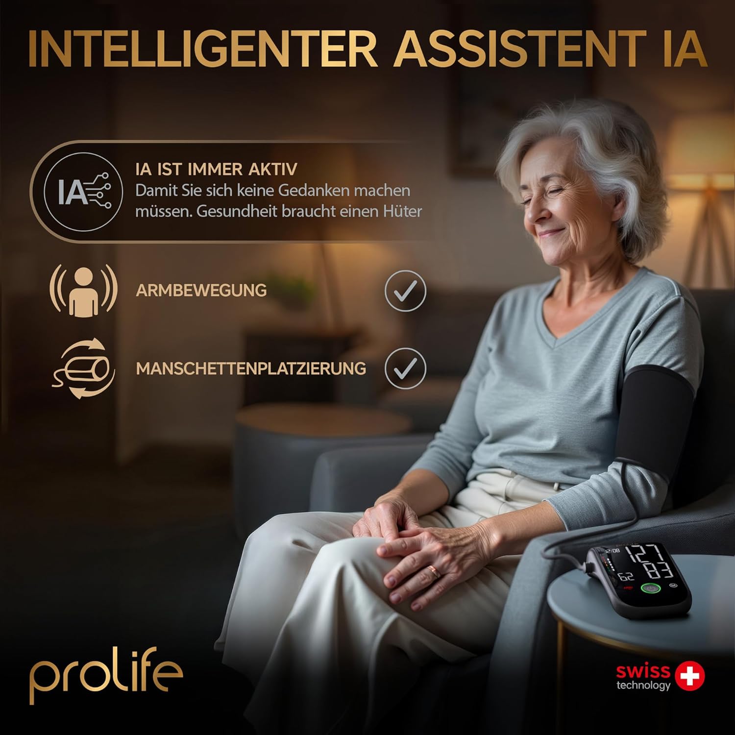 prolife PX7 Premium Blutdruckmessgerät Oberarm mit AFIB, digitales Blutdruckmessgerät mit App, Blutdruckmessgerät Bluetooth, Blutdruckmanschette – Bild 6