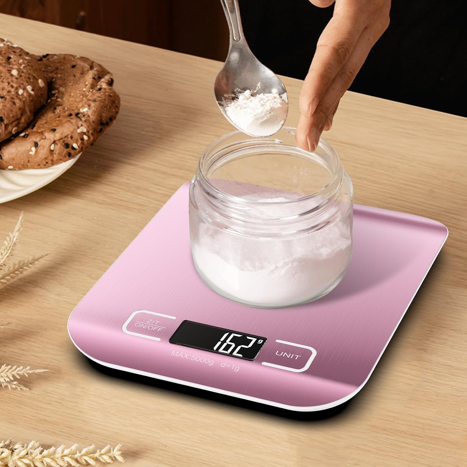 GeeRic Professionelle Küchenwaage 10 kg, Küchenwaage mit LCD-Display, Digitalwaage, Briefwaage mit großer Wiegefläche aus Edelstahl, Flüssigkeitsmessung, hohe Präzision bis 1 g, Tara-Funktion – Bild 8