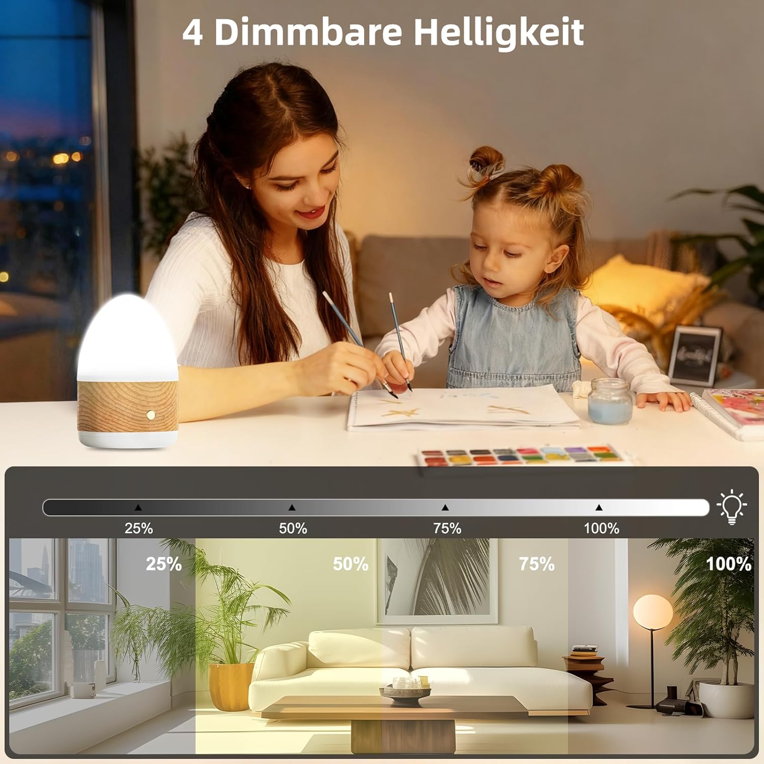 Tageslichtlampe 13000Lux Lichttherapielampe Tageslichtlampe mit Fernbedienung, UV-freies SAD-Licht mit 3 Farbtemperaturen, LED-Simulation von Tageslicht, Dimmer und 4 Timer Tageslichtlampe – Bild 3