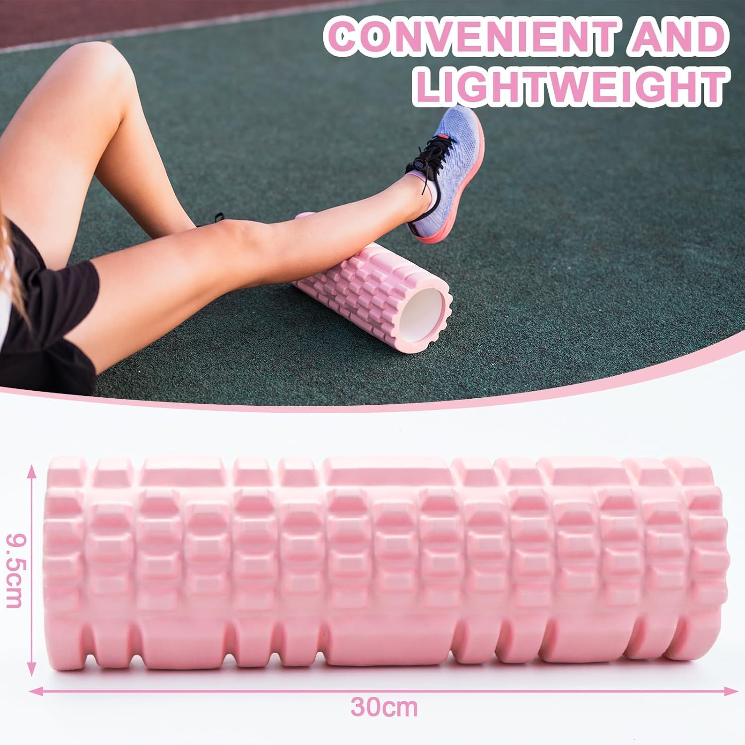 Pilates-Roller mit Yoga-Säule – Faszienrolle aus rosa Schaumstoff für optimale Muskelkraft, Fitness und Faszienmassage – multifunktionaler Sportroller für Zuhause und Fitnessstudio – Bild 2