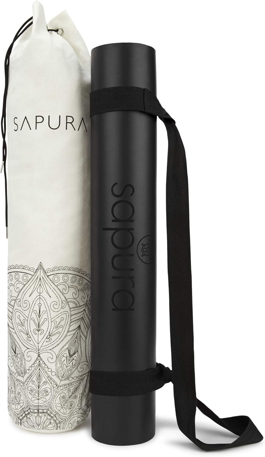 sapura Health Yogamatte 2 m, Naturkautschuk, extra lang, 2 Meter, Naturkautschuk, Schwarz