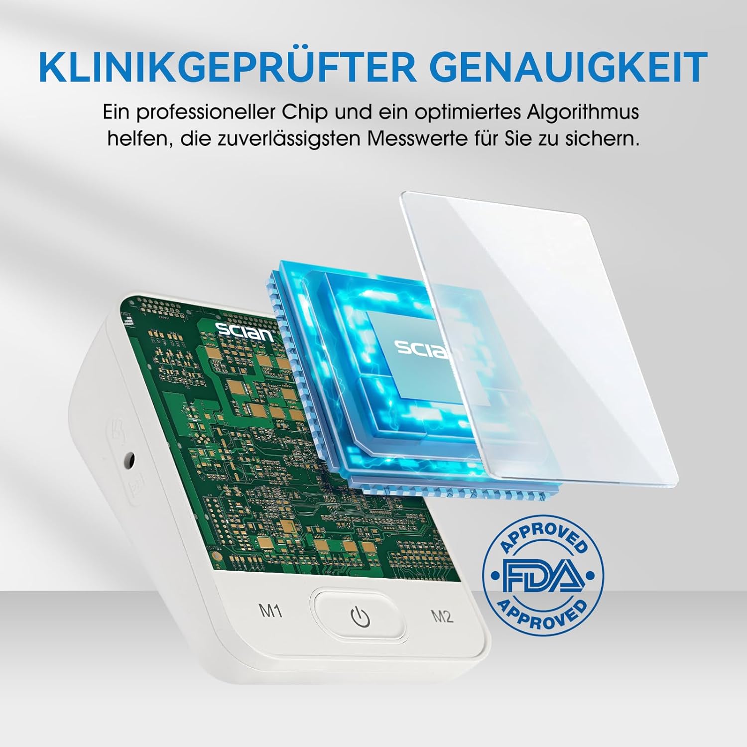 Scian Blutdruckmessgerät Oberarm für den Heimgebrauch, automatisches Blutdruckmessgerät mit Manschette 22–42 cm, Sprachübertragung, großes LED-Display, 2 Benutzer 200 Speicher, Typ-C-Kabel – Bild 3