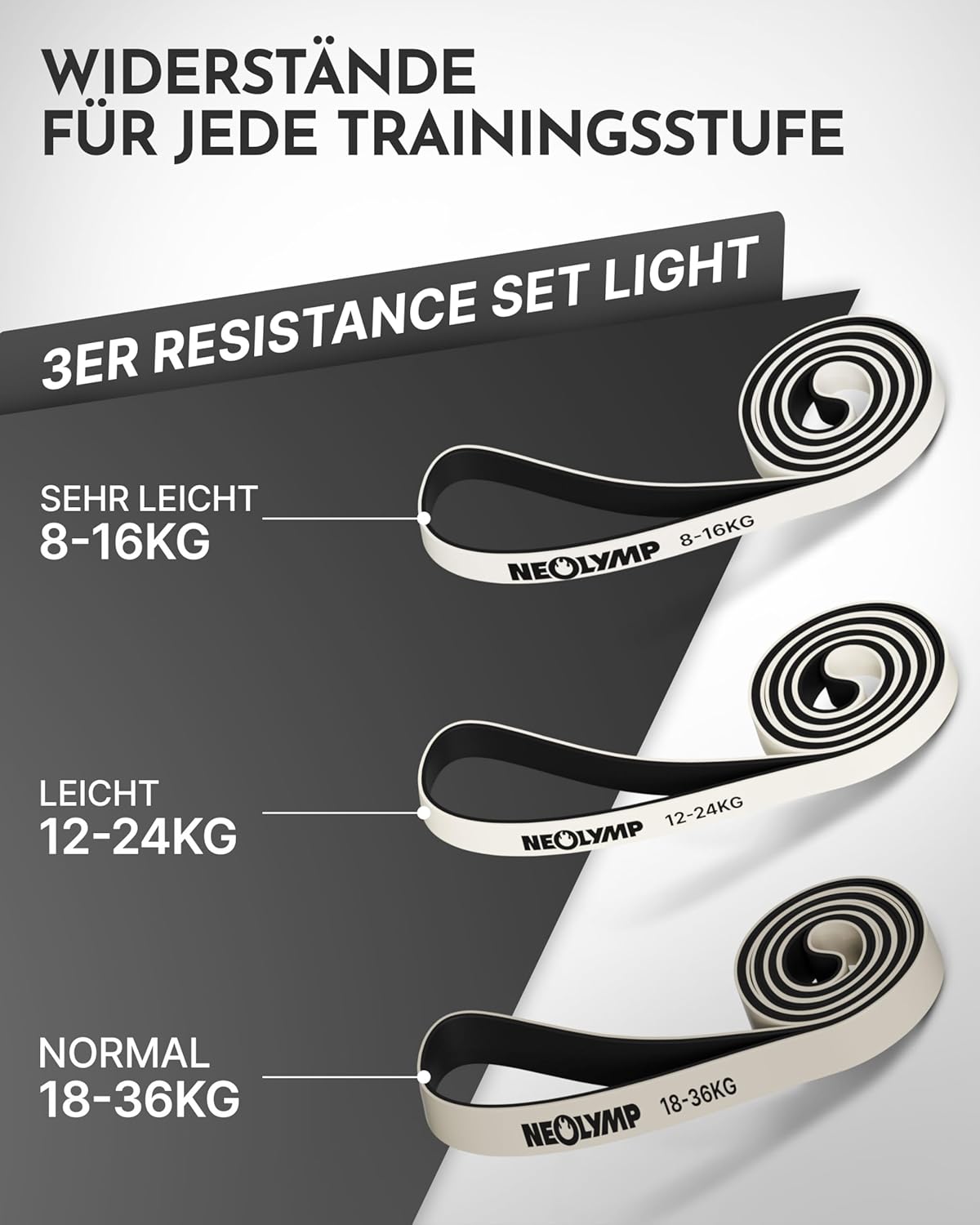 NEOLYMP Widerstandsbänder aus doppelt beschichtetem Naturlatex mit Fitness-E-Book – lange Fitnessbänder für Krafttraining, Widerstandsbänder, Klimmzugbänder – Bild 2