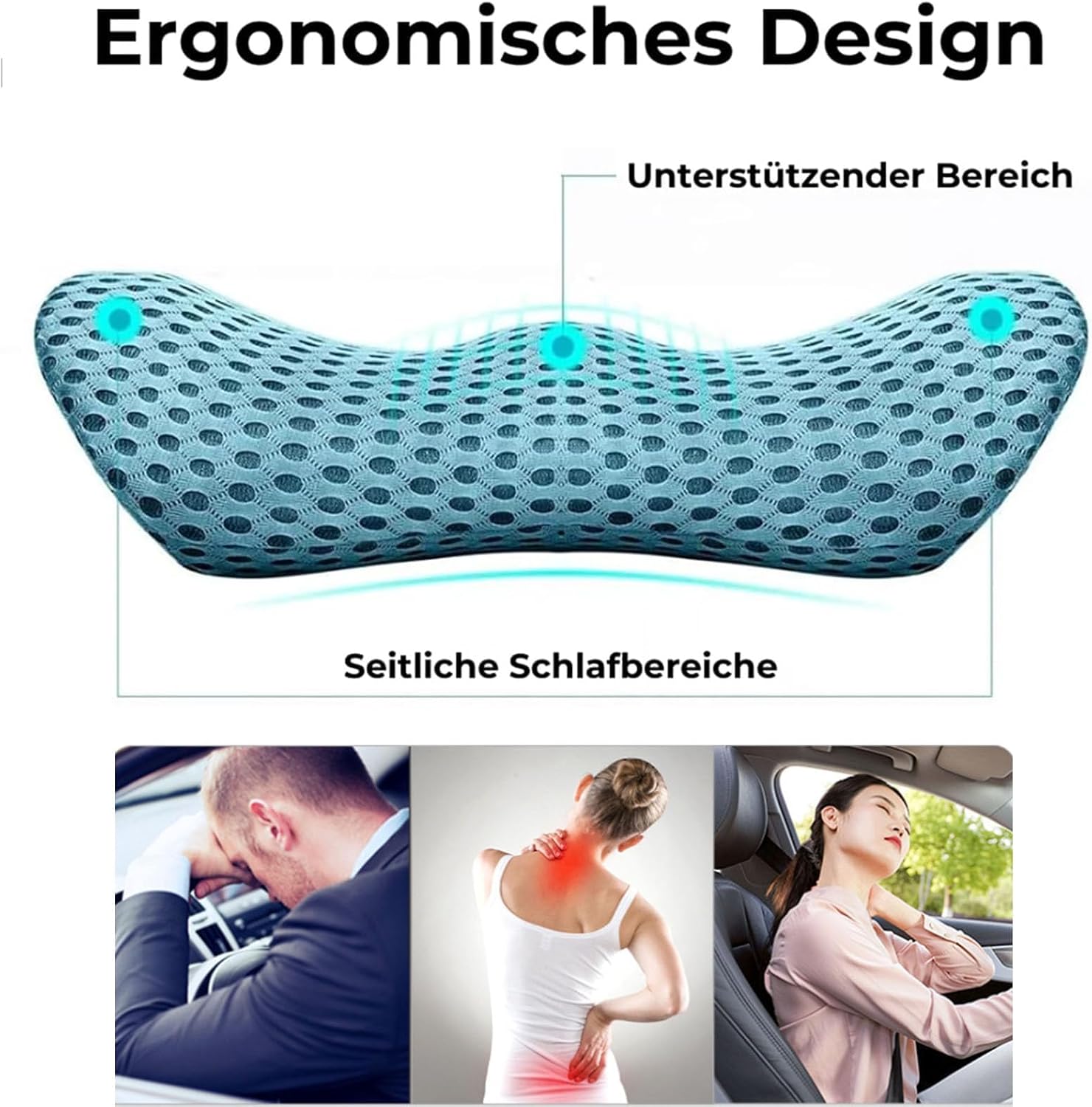 Lendenkissen Memory Foam Lendenkissen: Rückenstützkissen Ergonomisches Druckentlastungs-Rückenkissen Rückenpolster für Bett Stuhl Auto Bürostuhl (Blau) – Bild 5