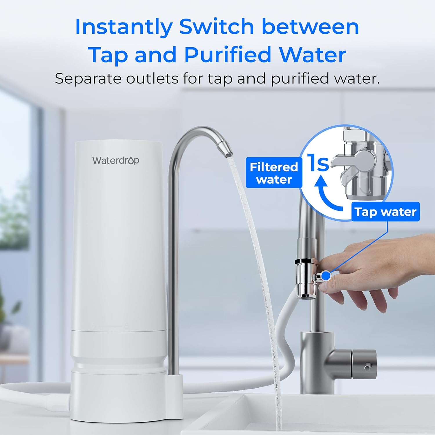 Waterdrop WD-CTF-05 Aufsatzwasserfilter, 4000 Gallonen Leitungswasserfilter mit Filterlebensdauer-Erinnerung, reduziert Schwermetalle, schlechten Geruch und 99 % Chlor (1 Filter im Lieferumfang enthalten) – Bild 6