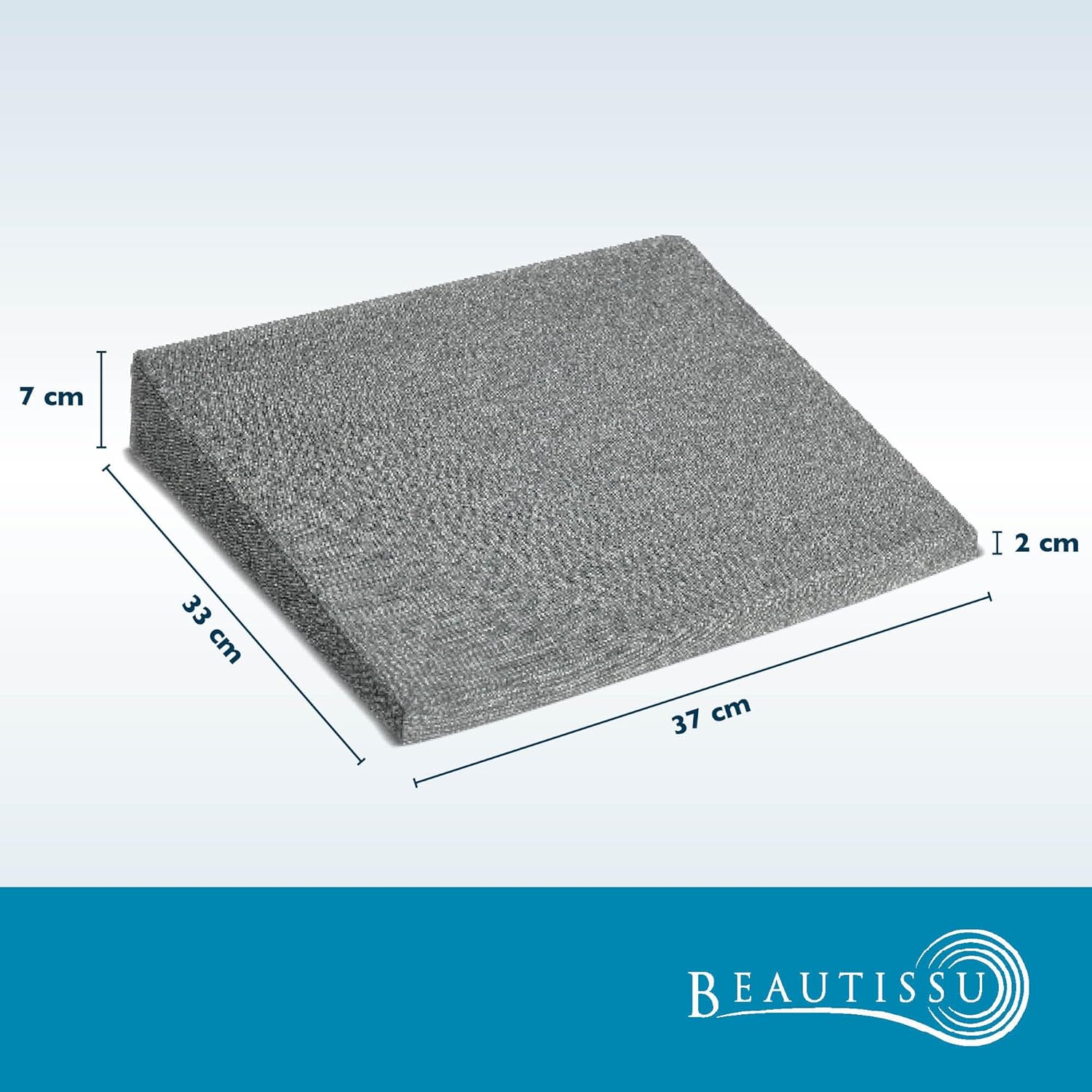 Beautissu Sitzkeilkissen, formstabil, rutschfester Bezug, waschbar & Reißverschluss – ergonomisches Sitzkissen, Keilkissen für Stuhl, Zuhause, Büro, Büro, Stuhlkissen, Büro, hellgrau – BeauErgo – Bild 3