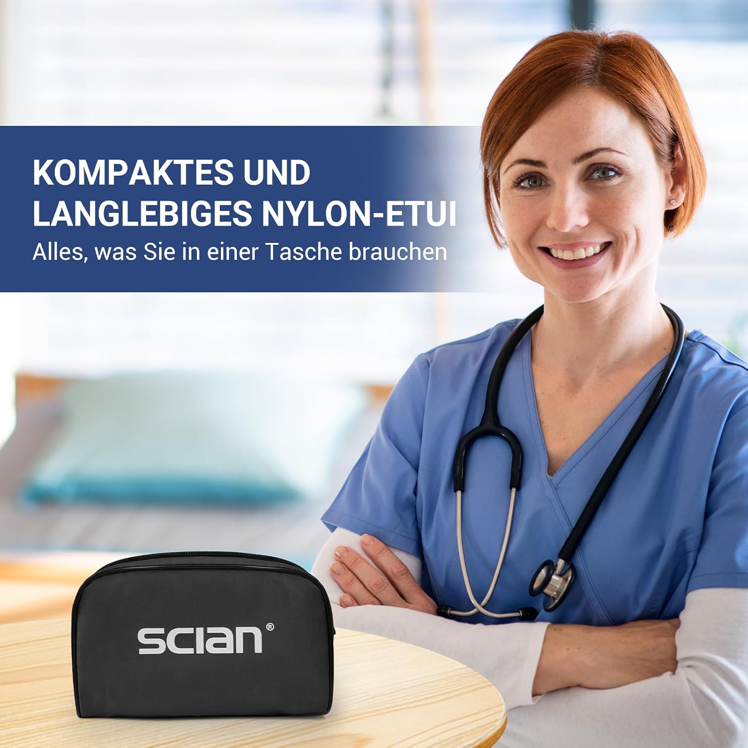SCIAN Manuelles Blutdruckmessgerät mit großer Blutdruckmanschette (33–51 cm) und D-Ring, inklusive Tragetasche für Krankenschwestern, Ärzte, Senioren, Erwachsene, Schwarz, Größe L – Bild 7