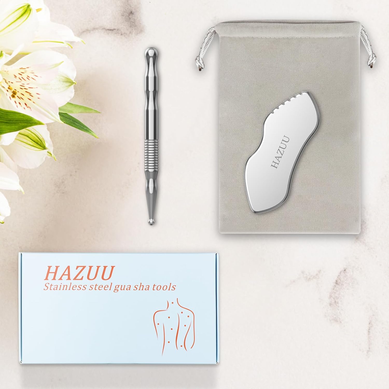 Edelstahl-Gua-Sha-Werkzeug und Akupunkturstift – Tiefengewebsmassage und Schmerzlinderungstherapie mit Triggerpunktmassage – Ganzkörper-Selbstmassage-Akupressur (JGS-3) – Bild 7