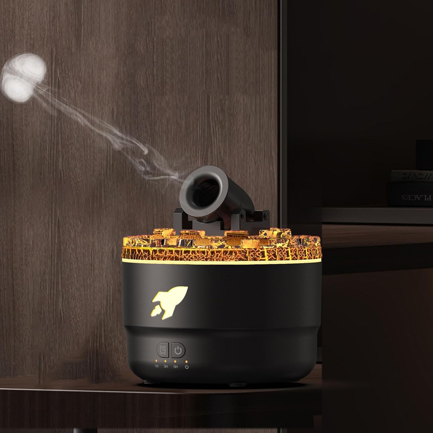 Cannon Luftbefeuchter mit Timer für Schlafzimmer, Cannon Aromatherapie Luftbefeuchter Diffusor, Aromatherapiegerät für ätherische Öle mit bunten LED-Lichtern, klein (schwarz) – Bild 8