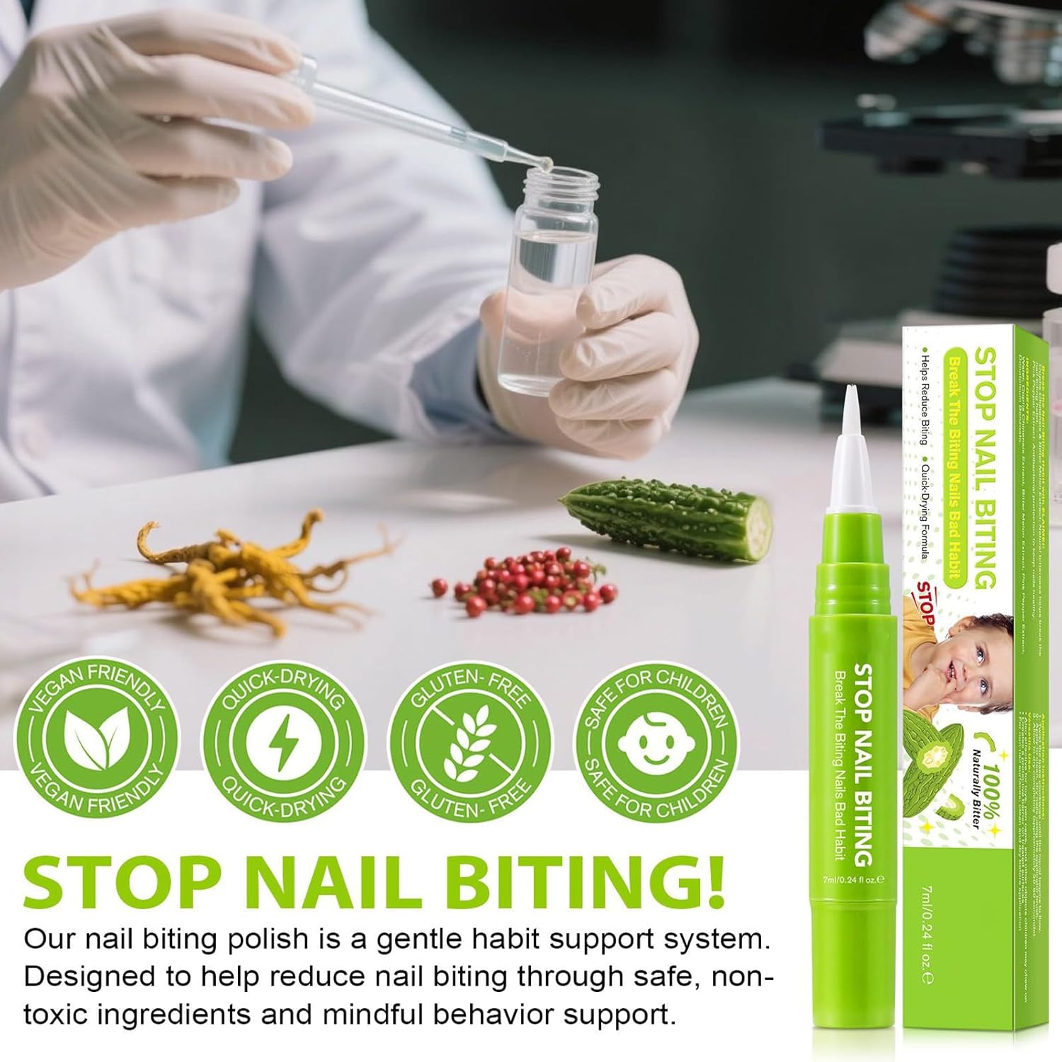 Stoppen Sie Nagelbeißen für Kinder, 7 ml, verhindert Fingernägel, Präventionsstift, natürliche Gesundheitsvorsorge, Saugengewohnheiten für Nägel, Fingernägel, Männer, Frauen, Erwachsene – Bild 5