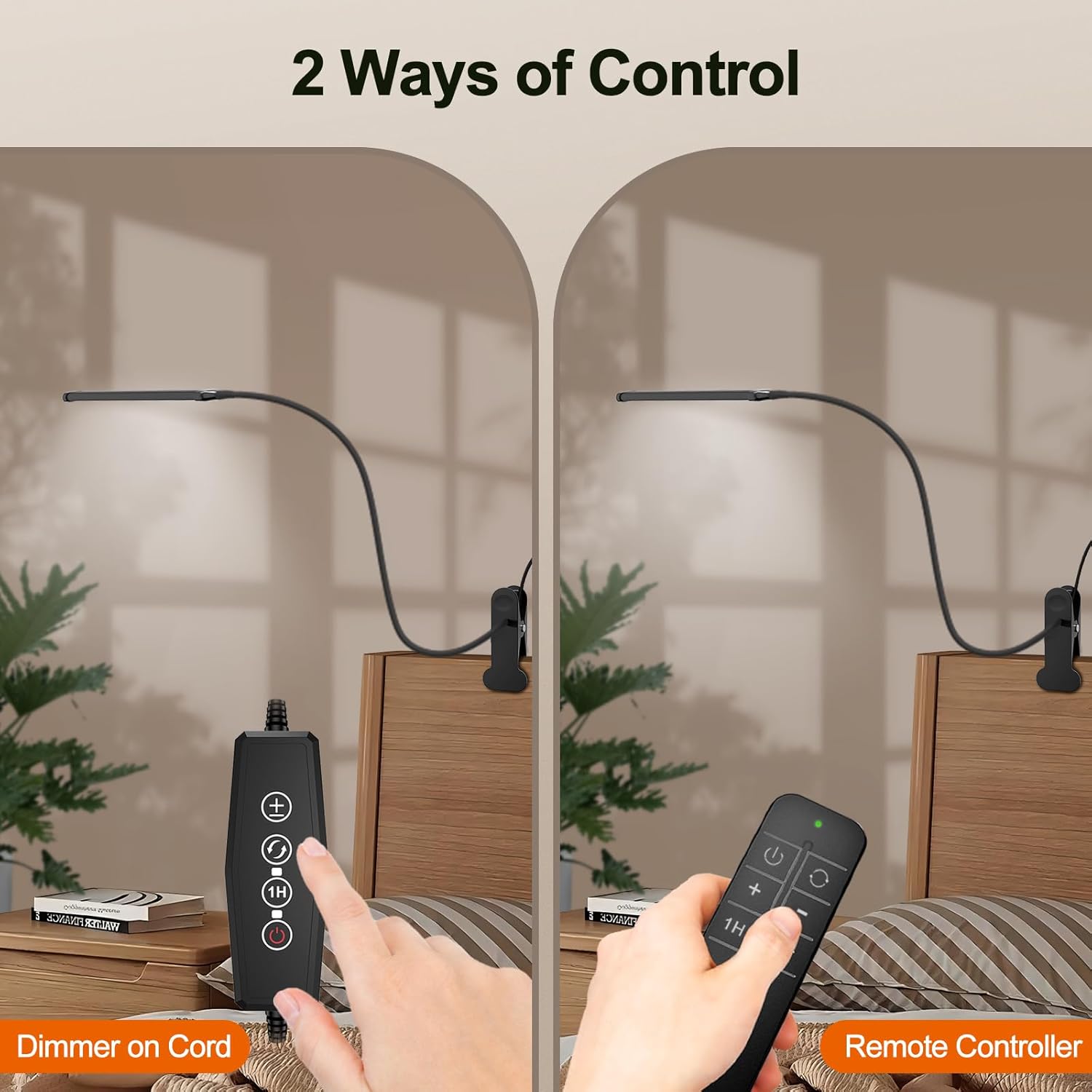 Mojimdo Schreibtischlampe 77 LED mit Fernbedienung (beeindruckende Lichtleistung) 40 cm Klemmlampe, 3 Farben & 5 Helligkeitsstufen, 360° flexibel mit USB-Ladegerät – Bild 3