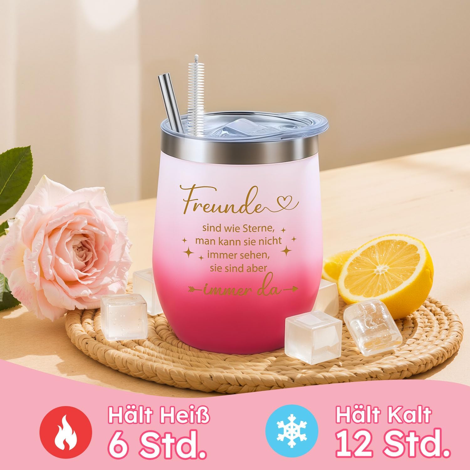 Giftota Geschenke für Frauen, beste Freundin, Geburtstagsgeschenk für Frauen, beste Freundin, Geburtstagsgeschenkset für Frau, rosa Thermobecher, Geschenkbox, Freundinnen, Wellness-Geschenkset – Bild 3