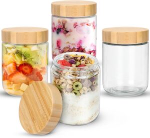 4 Stück Mealprep-Gläser, Overnigh...