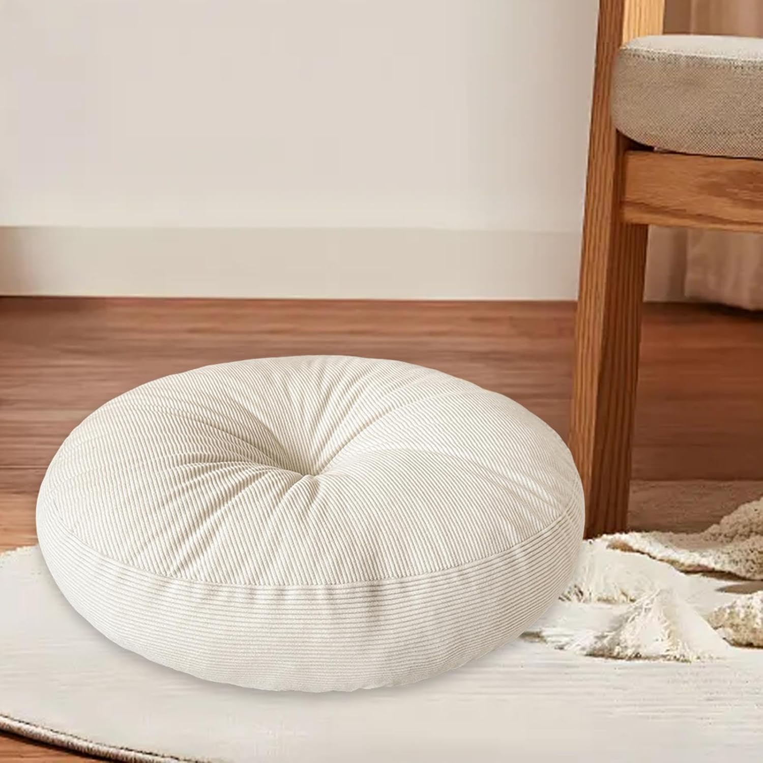 LOVIVER Rundes Bodenkissen, Bodenkissen, Sitzkissen, großes Meditationskissen für Schlafzimmer, Tatami para Wohnzimmer, Espacios Interiores, Beige – Bild 7