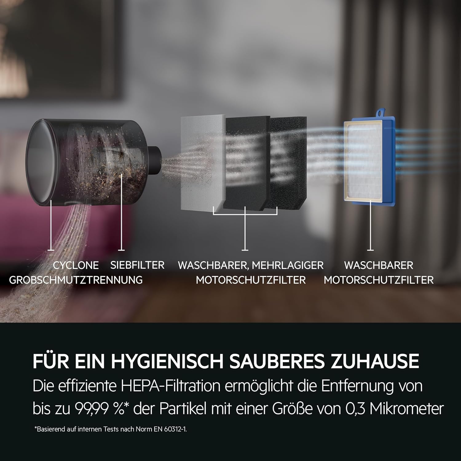 AEG Clean 6000 Eco Beutelloser Staubsauger, ETM-Testsieger, 60 % recyceltes Material, 550 W, Zusatzdüsen, Soft Wheels, 74 dB(A), 12 m Aktionsradius, 1,6 L Staubbehälter, Schwarz, AL61C2ÖKO – Bild 9
