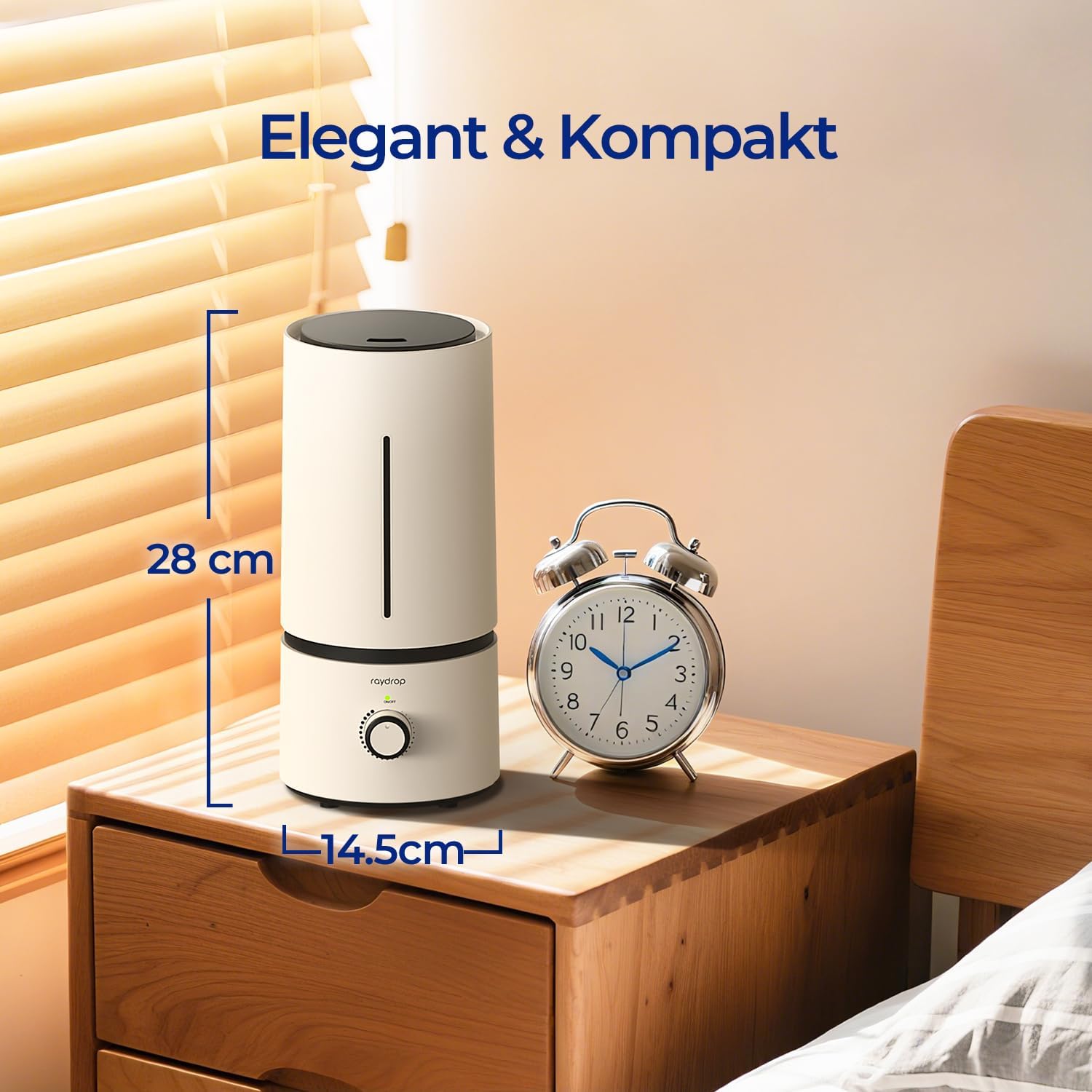 raydrop Luftbefeuchter für Schlafzimmer & Kinderzimmer, 1,7 L leiser & platzsparender Ultraschall-Raumbefeuchter für Baby & Pflanzen, einfache Bedienung & einfache Reinigung, automatische Abschaltung – Bild 2