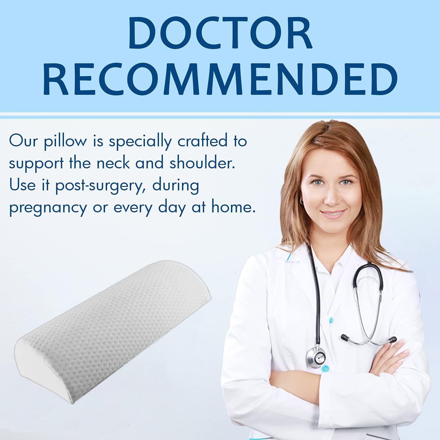 Kniekissen für Seitenschläfer, langes Beinkissen, Schoßkissen, Memory-Schaum, kann als Nackenkissen, Lendenkissen, Beinkissen, Knöchelkissen verwendet werden – Bild 4