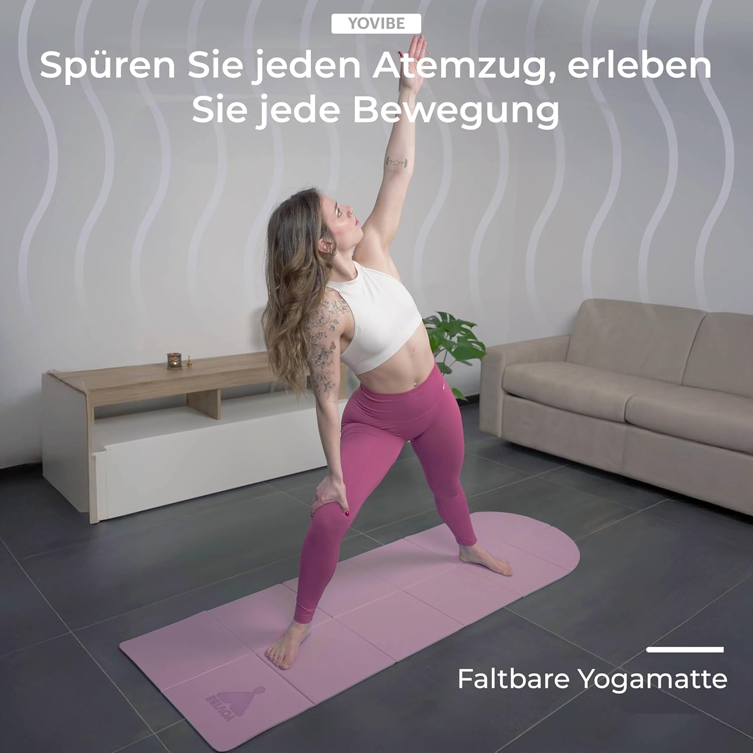 Faltbare Yogamatte, rutschfest und wasserdicht, 183 x 60 cm – Bild 2