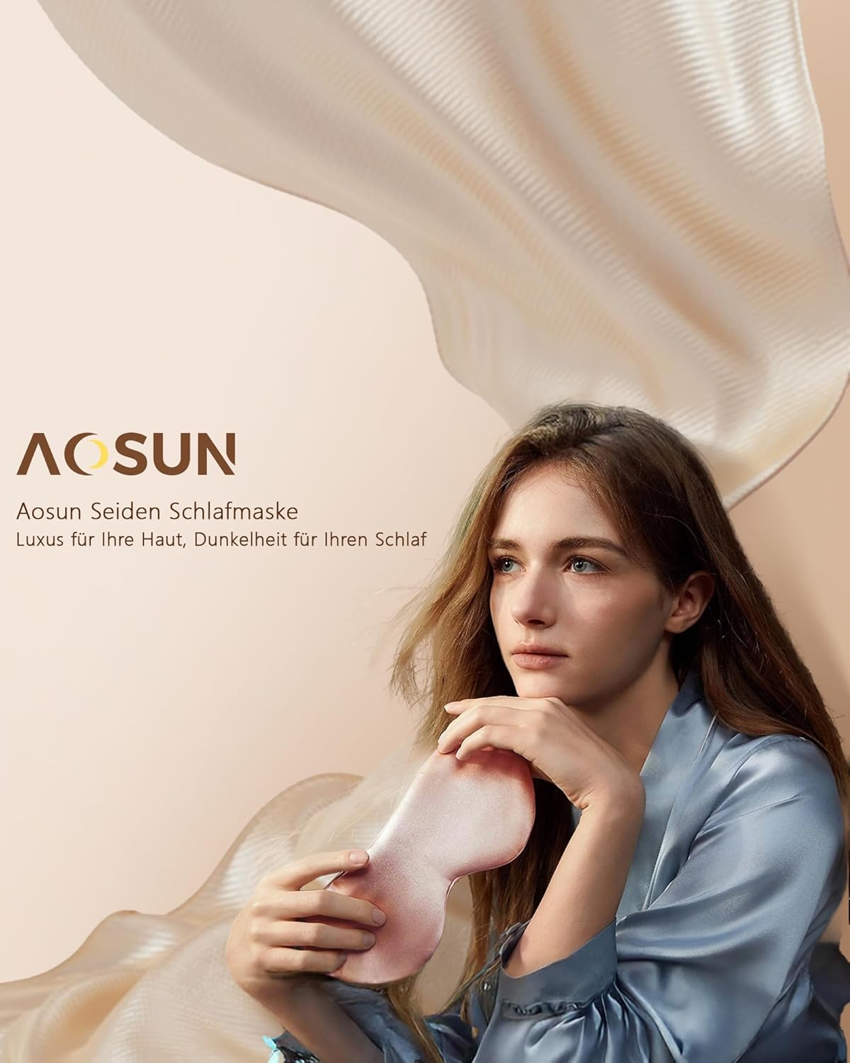 Aosun Seidenschlafmaske für Seitenschläfer, 22 mm, Augenmaske aus 100 % Bio-Maulbeerseide, ideale Geschenke für Frauen und Mütter, lichtblockierende Schlafmaske, Augenklappe mit verstellbarem Riemen für Yoga – Bild 7