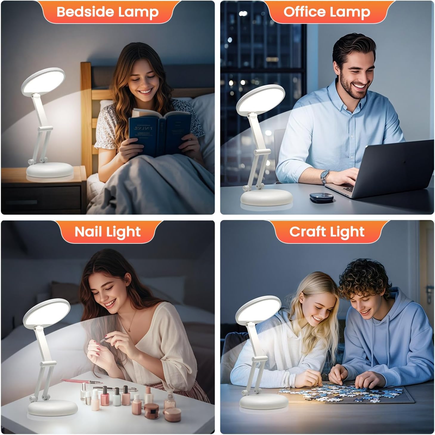 One Fire Tischlampe, kabellos, LED-Akkulampe, Schreibtischlampe, faltbar und tragbar, 9 Helligkeitsstufen, LED-Schreibtischlampe – Bild 8