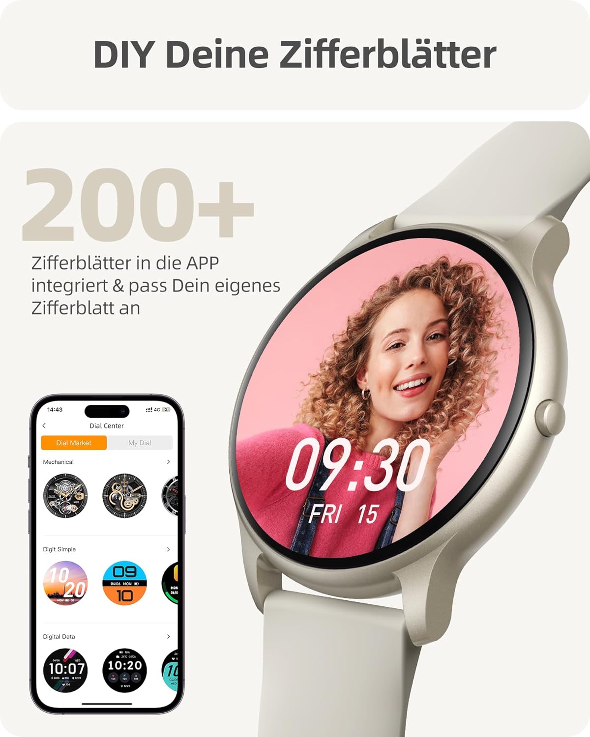 Parsonver Smartwatch für Damen und Herren mit Bluetooth-Anrufen, leichte Sportuhr rund mit über 100 Sportmodi, Schrittzähler, IP68 wasserdicht, Smartwatch mit Herzfrequenz-Schlafmonitor, Sternsilber, SPROD1 – Bild 6