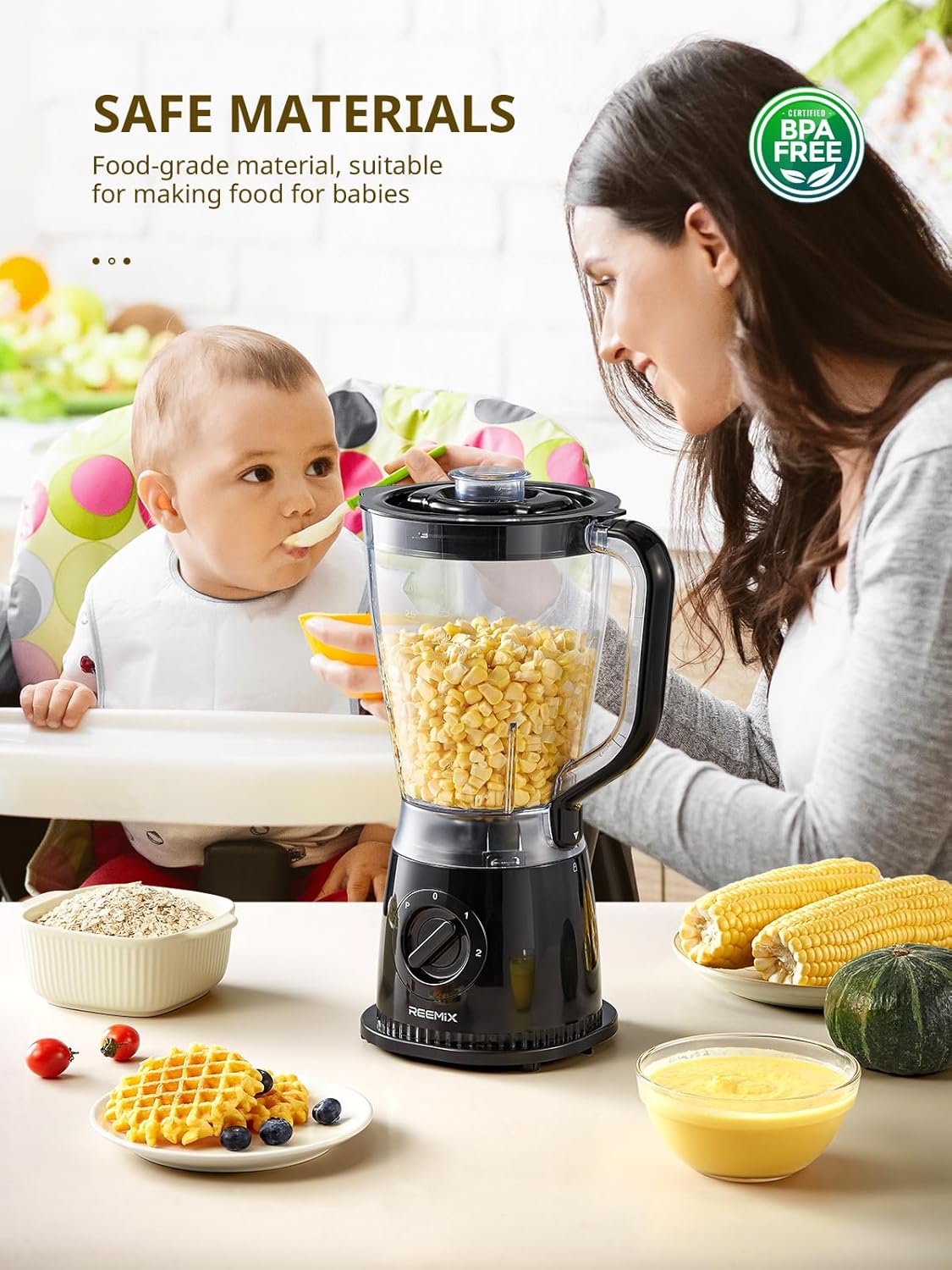 Standmixer 500 W, 1,5 L Mixer mit 2 Geschwindigkeitsstufen und Pulse-Funktion, Edelstahlmesser, abnehmbarer Deckel mit Messbecher, spülmaschinenfester Mixbecher für Smoothies und Shakes – Bild 6