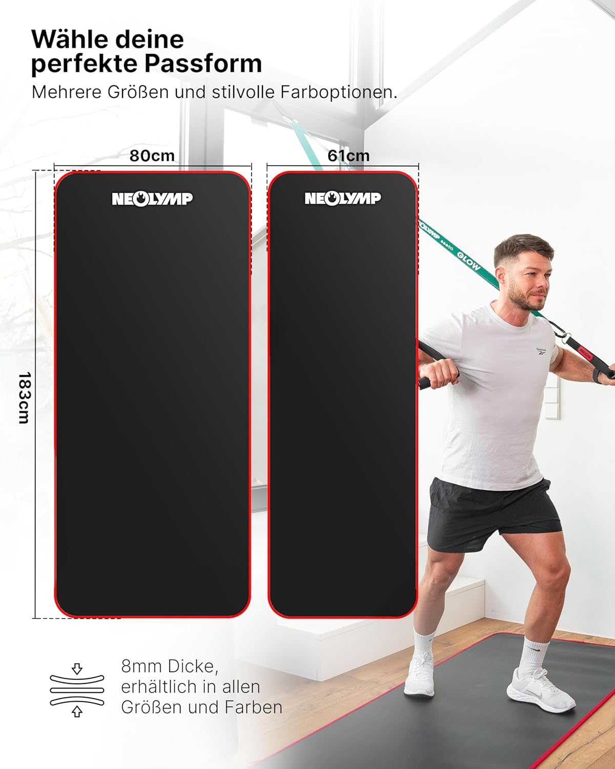 Neolymp Fitnessmatte / Sportmatte für den Profisport + Ebook mit Übungen / Gymnastikmatte – Bild 6