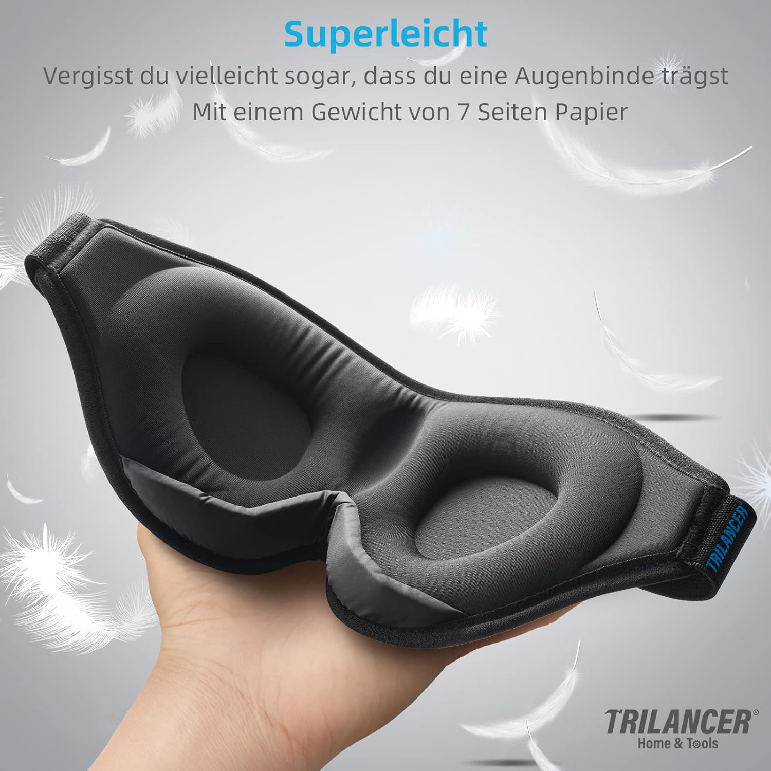 2026 Innovative Schlafmaske für Männer und Frauen, 99,99 % lichtblockierend, ergonomisch, verstellbare Augenmaske mit Ohrstöpseln, Schlaf, Nickerchen, Meditation, Reisen, bequemer Schlaf (schwarz) – Bild 7