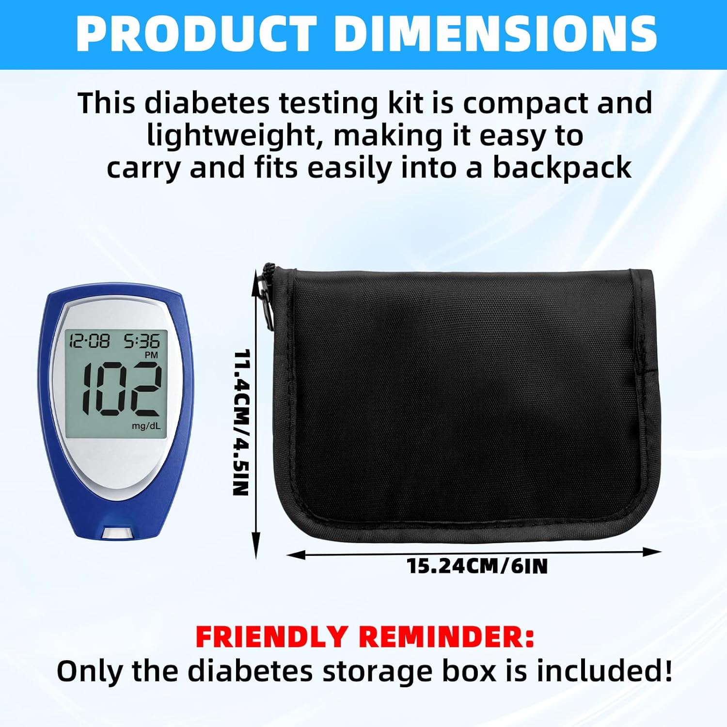 Diabetiker Tasche, Diabetes-Versorgungskoffer, Diabetes Tasche für Blutzuckermessgerät, Teststreifen, Spritzen, Nadeln; Organizer für Diabetiker, Diabetiker Zubehör (Schwarz), Nur Kartons. – Bild 2