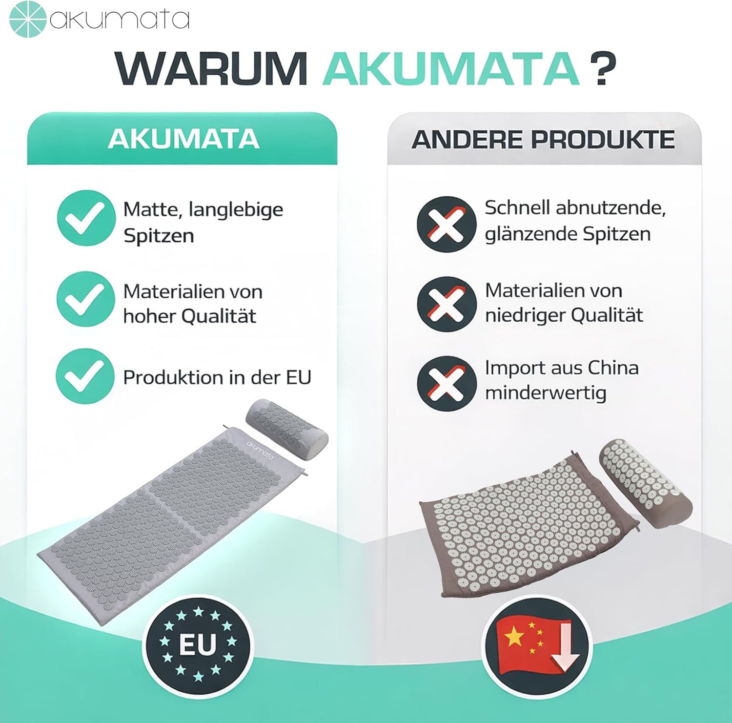 Akupressurmatten-Set mit Kissen – Akupressurmatte XL zur Linderung von Nacken-, Rücken-, Lenden- und Fußschmerzen – Reduziert Stress und Schlafstörungen – Bild 4
